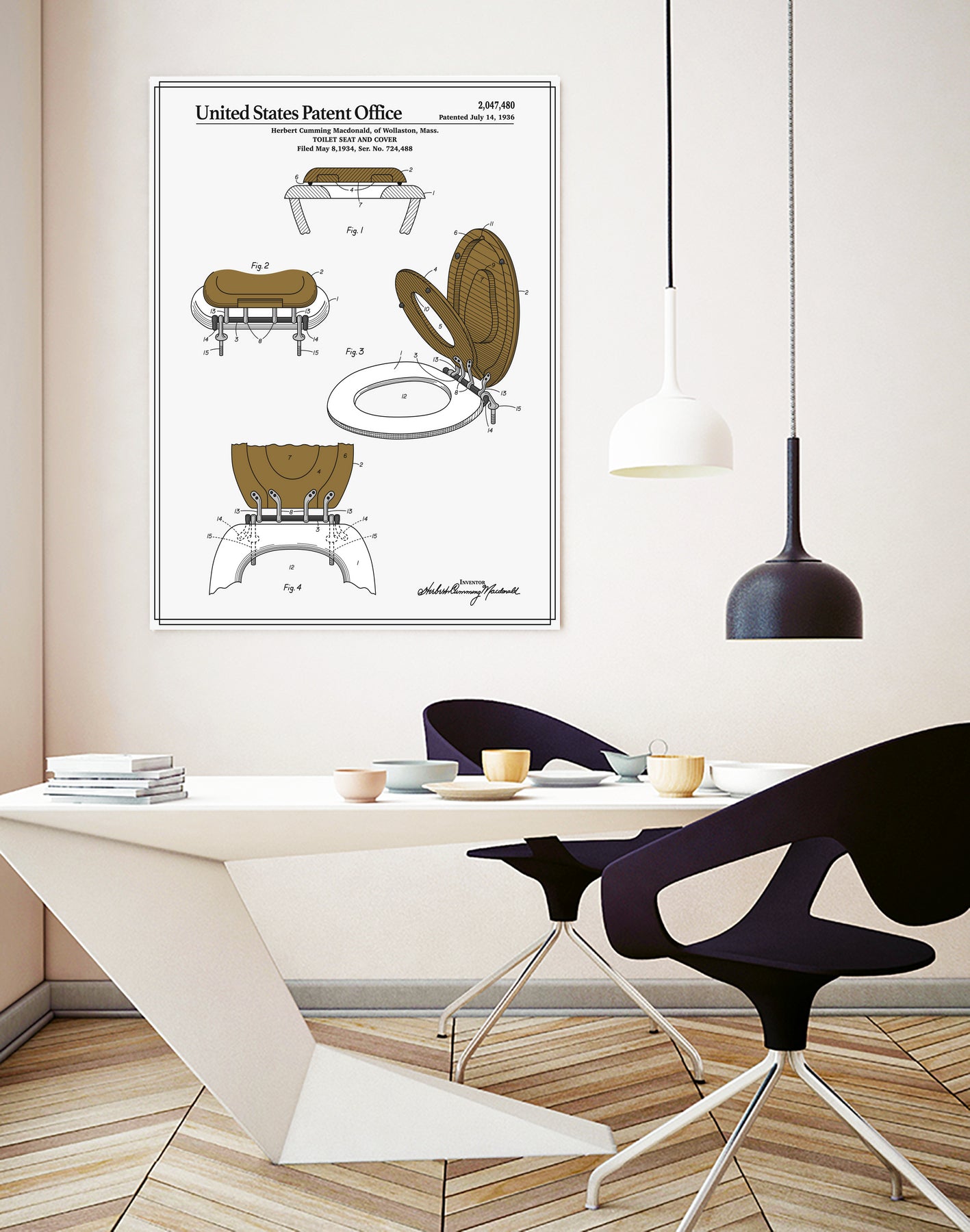 Toilet Seat and Cover Patent by Finlay McNevin on GIANT ART - white typography