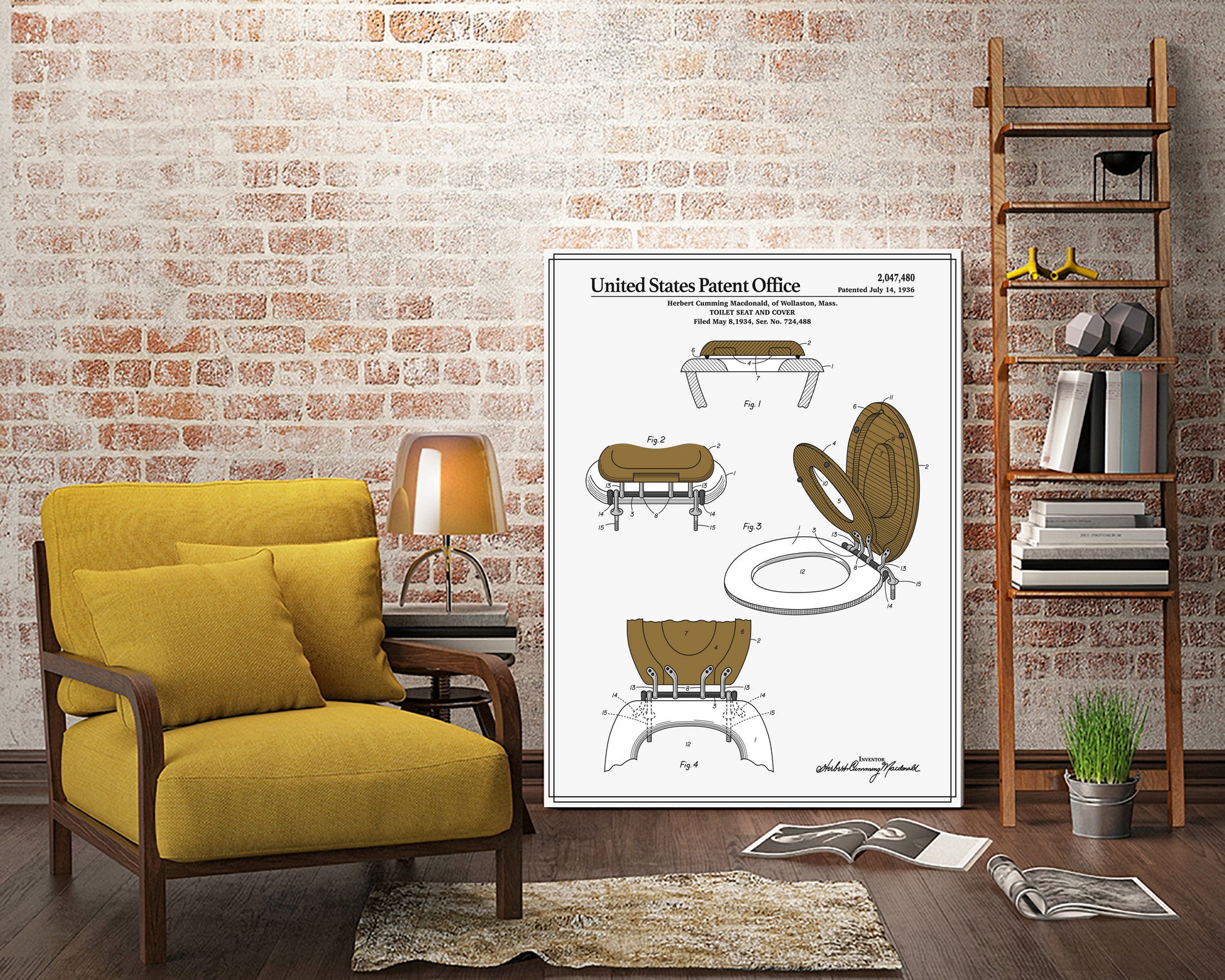 Toilet Seat and Cover Patent by Finlay McNevin on GIANT ART - white typography