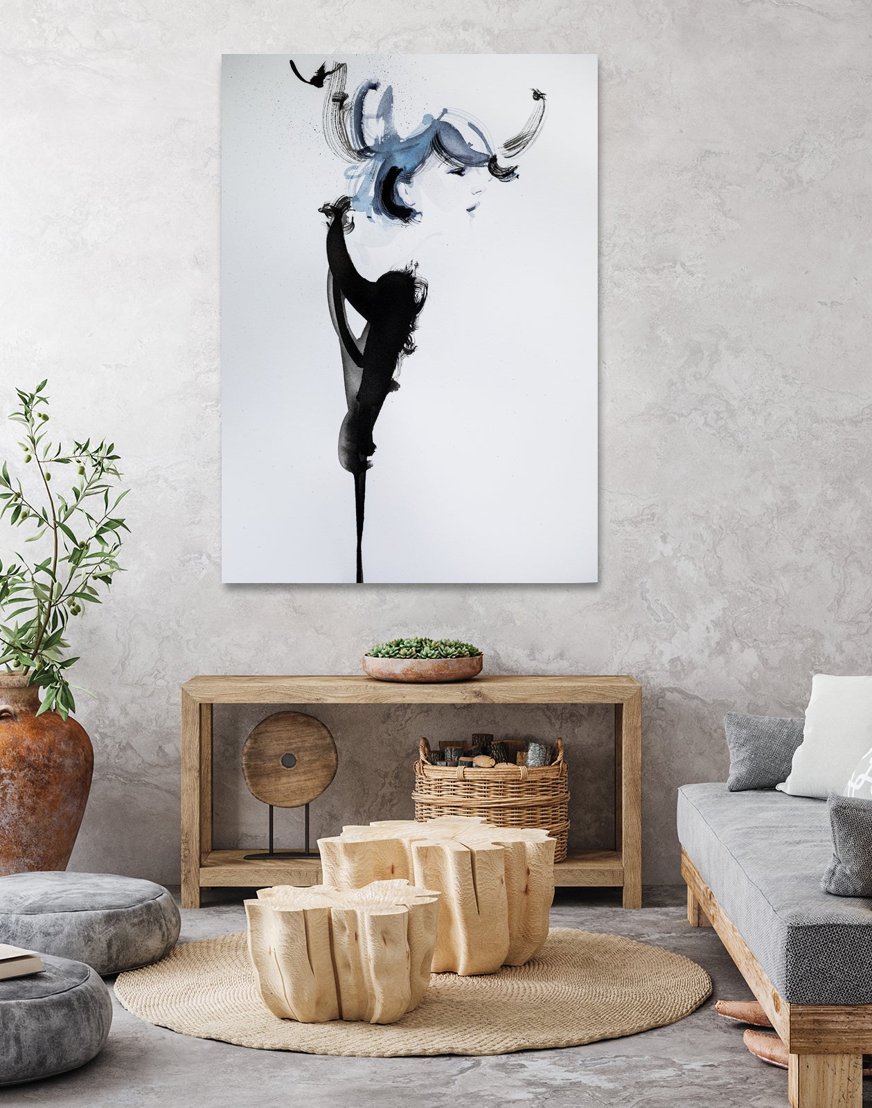 Fashion watercolor portrait by enmo enmo lin on GIANT ART - white photo illustration