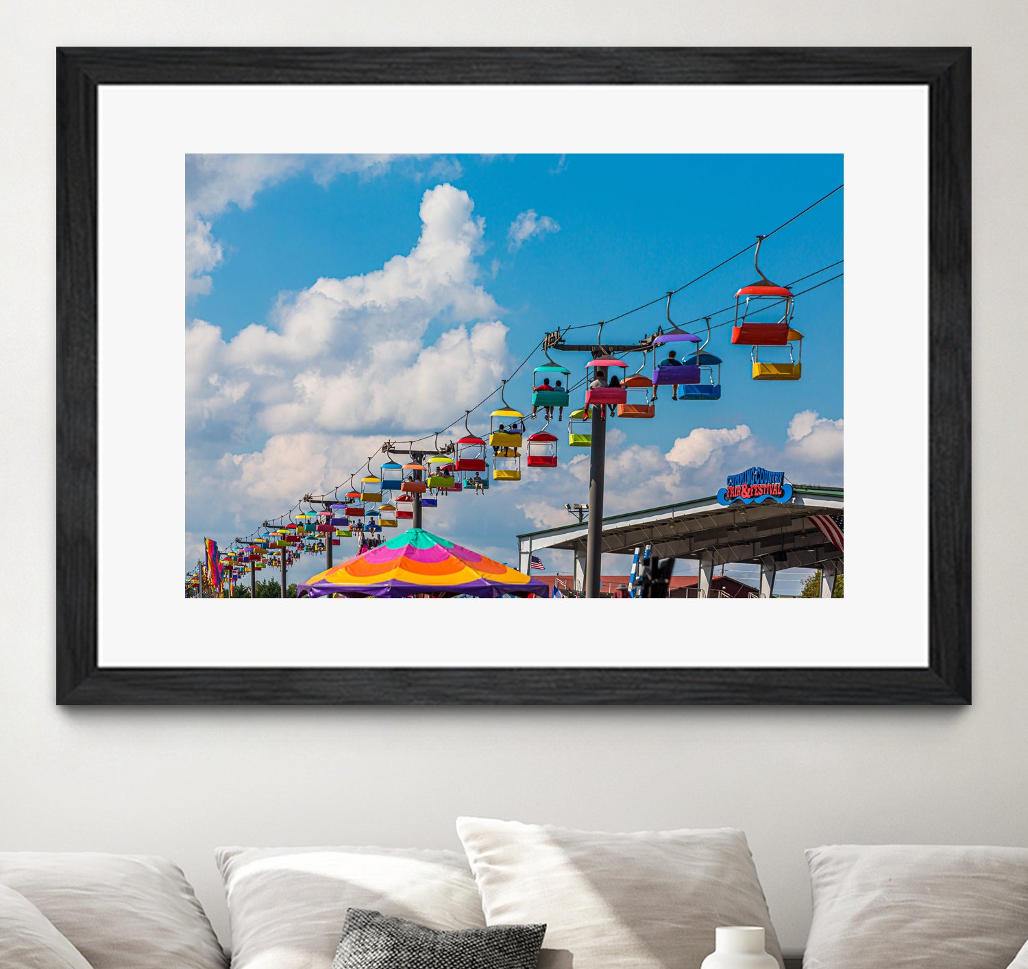 Skylift Over Cumming Fair by Darryl Brooks on GIANT ART - blue photo illustration
