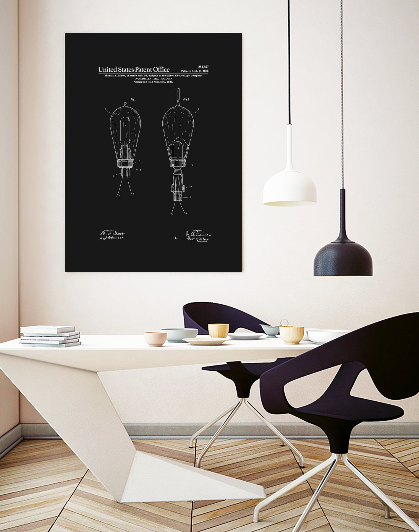 Thomas Edison Light Bulb Patent - Black by Finlay McNevin on GIANT ART - black typography