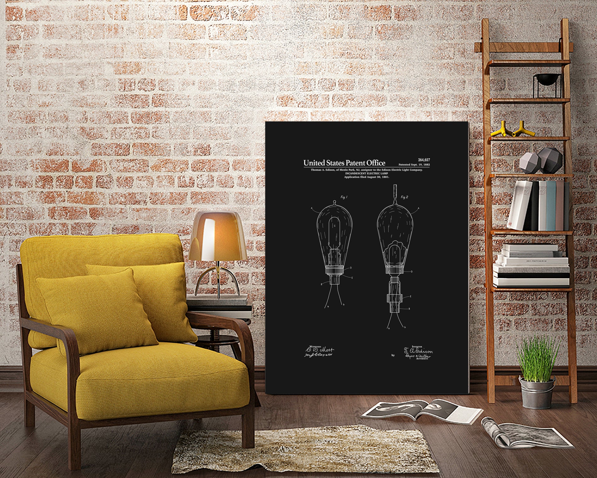 Thomas Edison Light Bulb Patent - Black by Finlay McNevin on GIANT ART - black typography