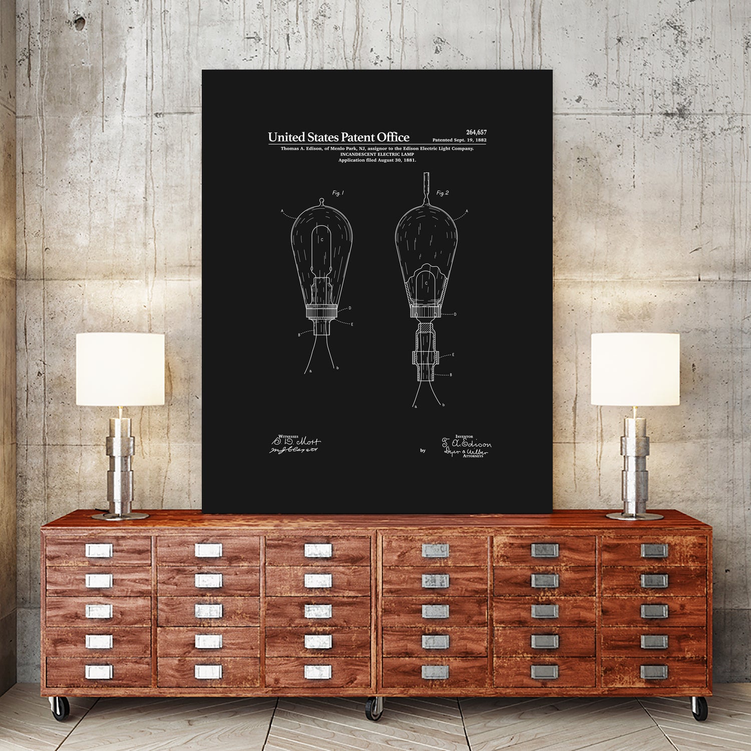 Thomas Edison Light Bulb Patent - Black by Finlay McNevin on GIANT ART - black typography