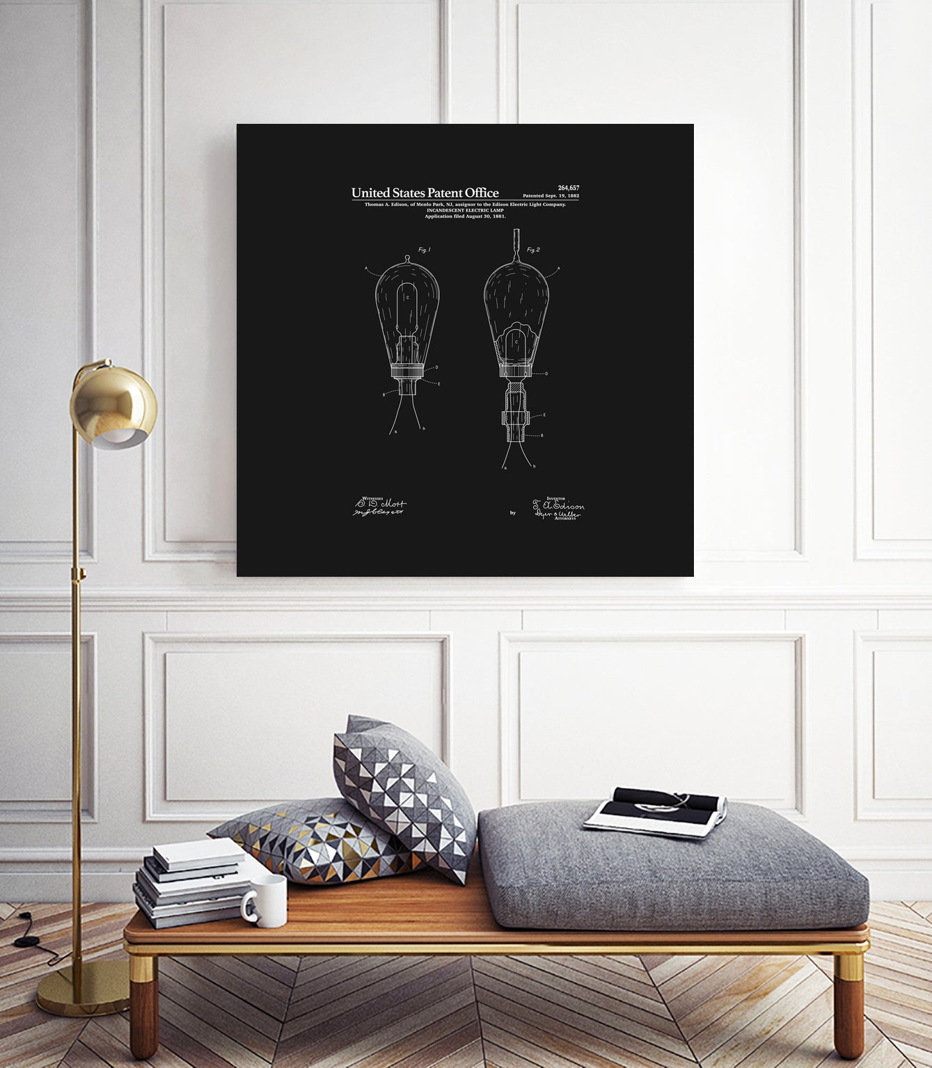 Thomas Edison Light Bulb Patent - Black by Finlay McNevin on GIANT ART - black typography