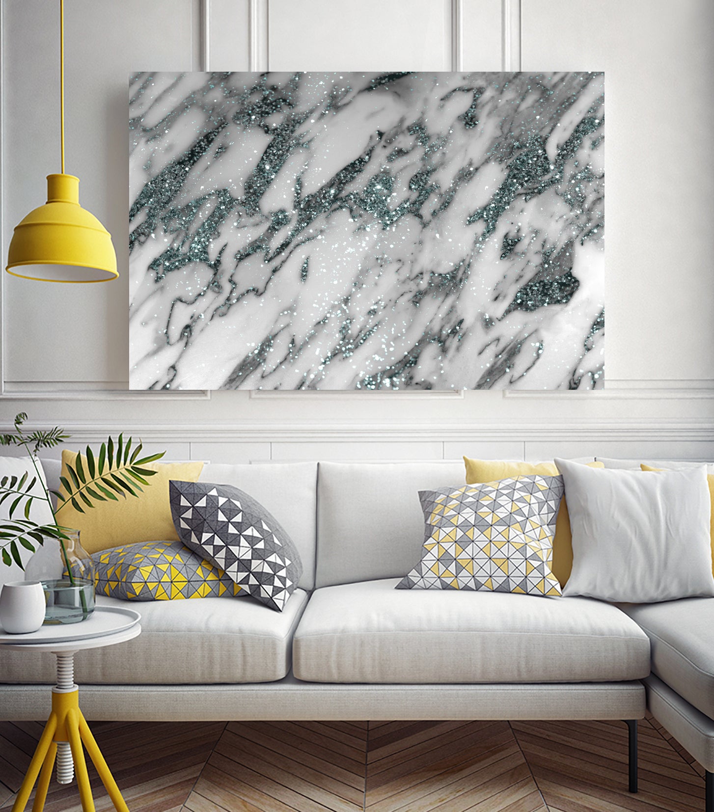 Classic White Marble Light Blue Glitter Glam #1 by Anita & Bella Jantz on GIANT ART - blue photo illustration