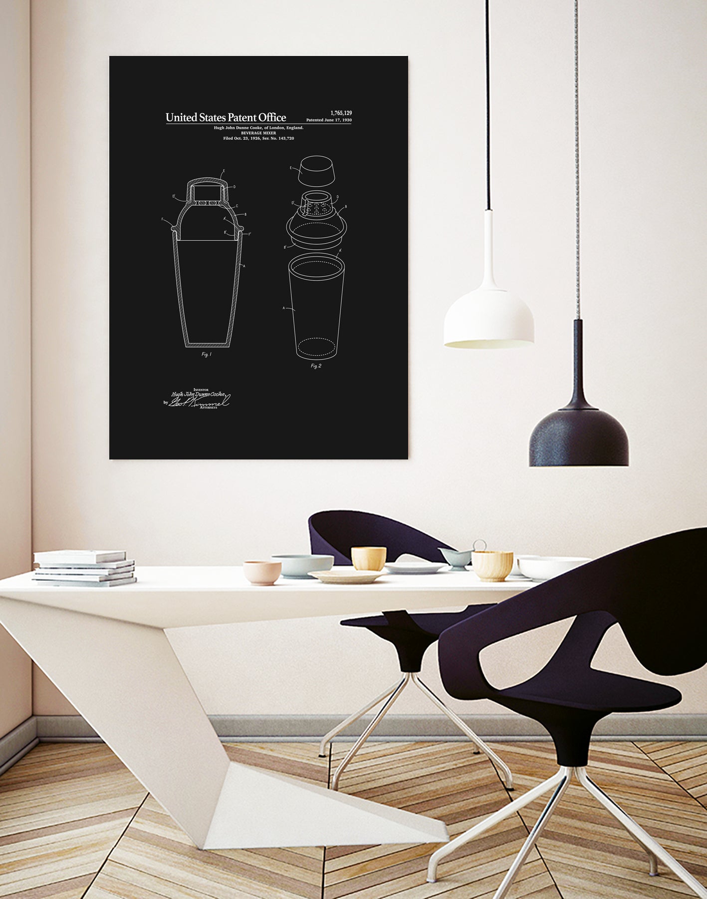 Cocktail Shaker Patent - Black by Finlay McNevin on GIANT ART - black typography