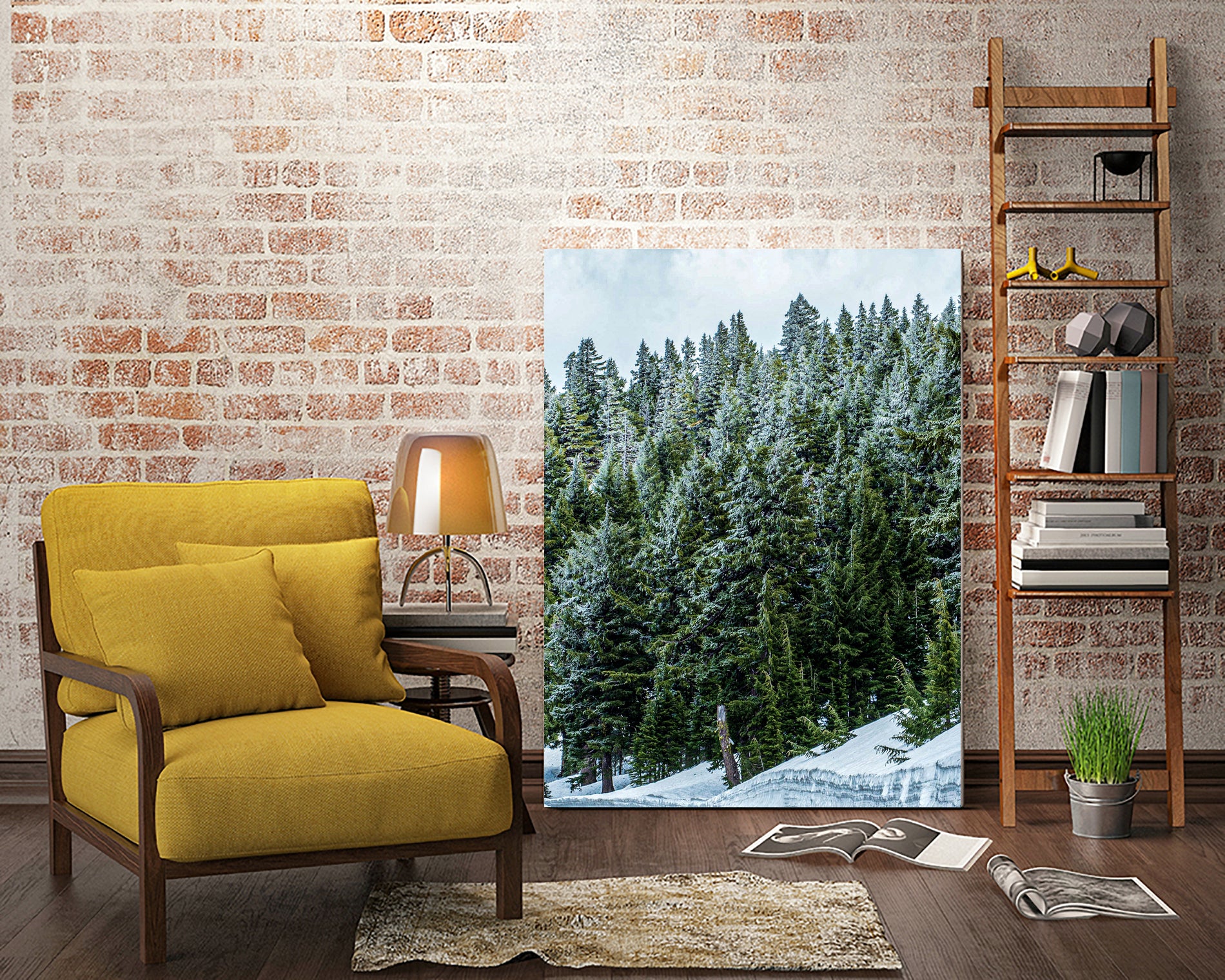 Pine Tree Forest Blue and Green Dense Forest by RJ Byrd on GIANT ART - green photo illustration