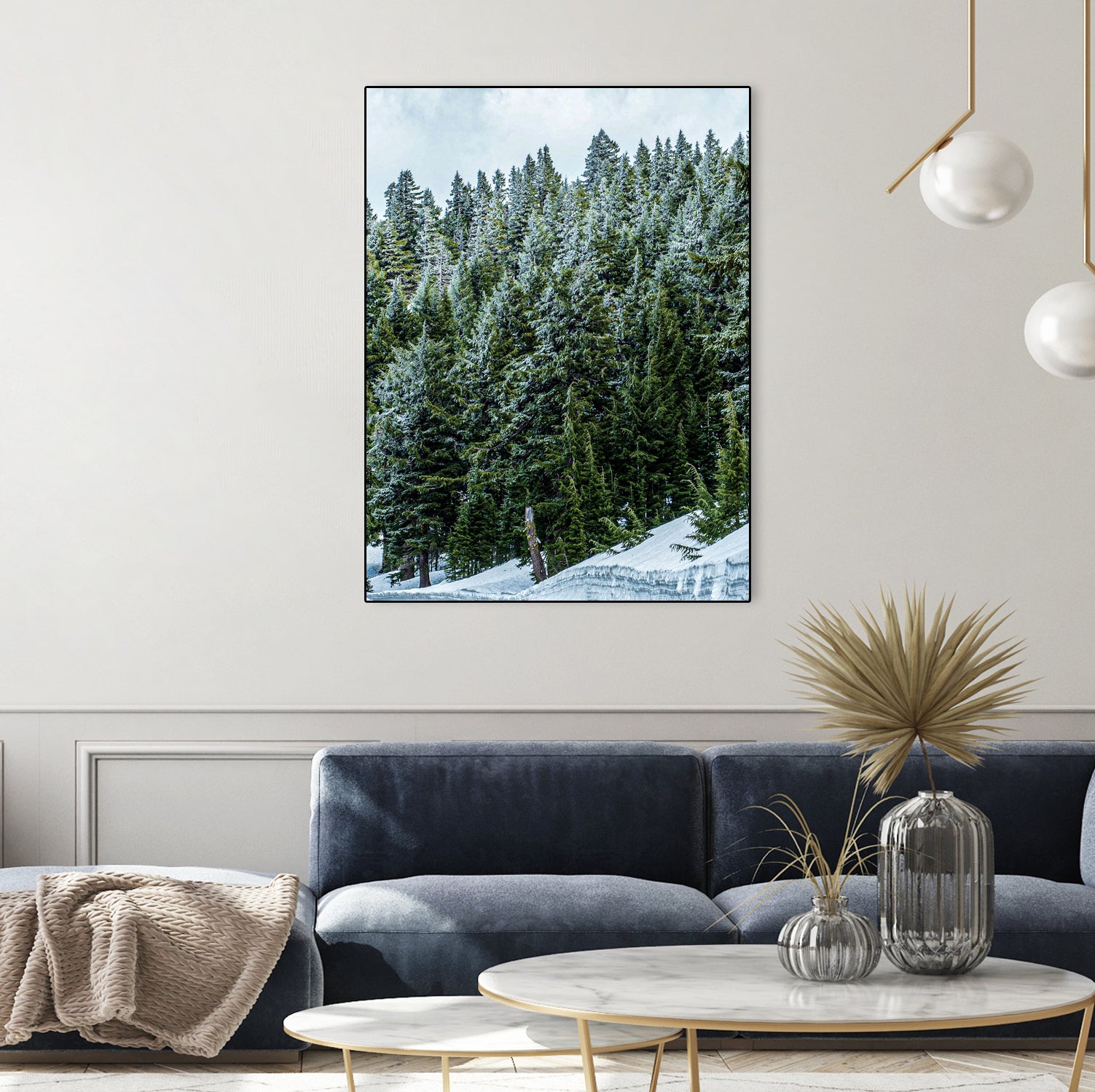 Pine Tree Forest Blue and Green Dense Forest by RJ Byrd on GIANT ART - green photo illustration