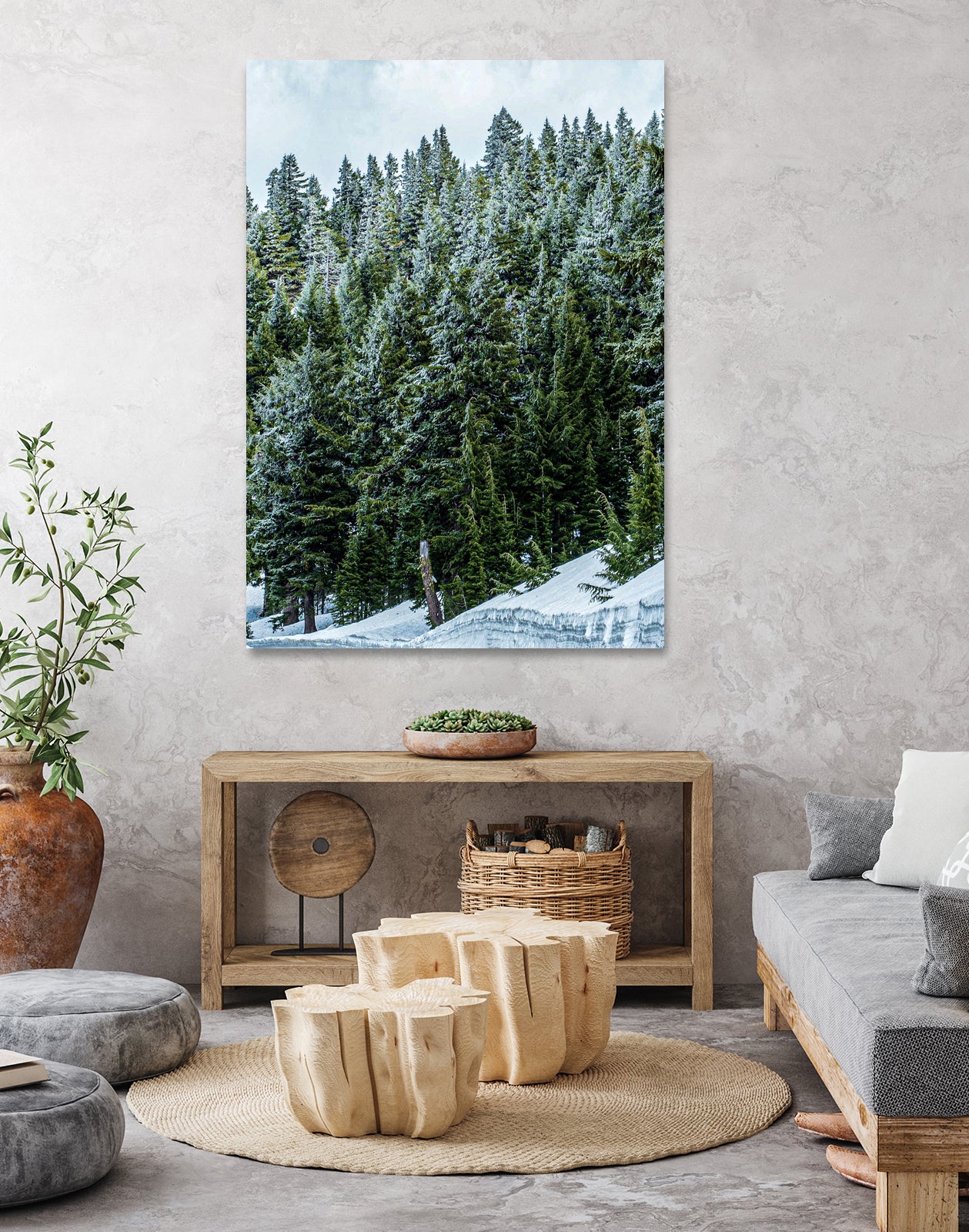 Pine Tree Forest Blue and Green Dense Forest by RJ Byrd on GIANT ART - green photo illustration