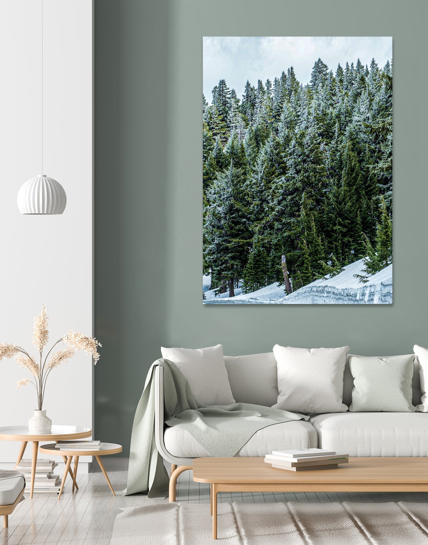 Pine Tree Forest Blue and Green Dense Forest by RJ Byrd on GIANT ART - green photo illustration