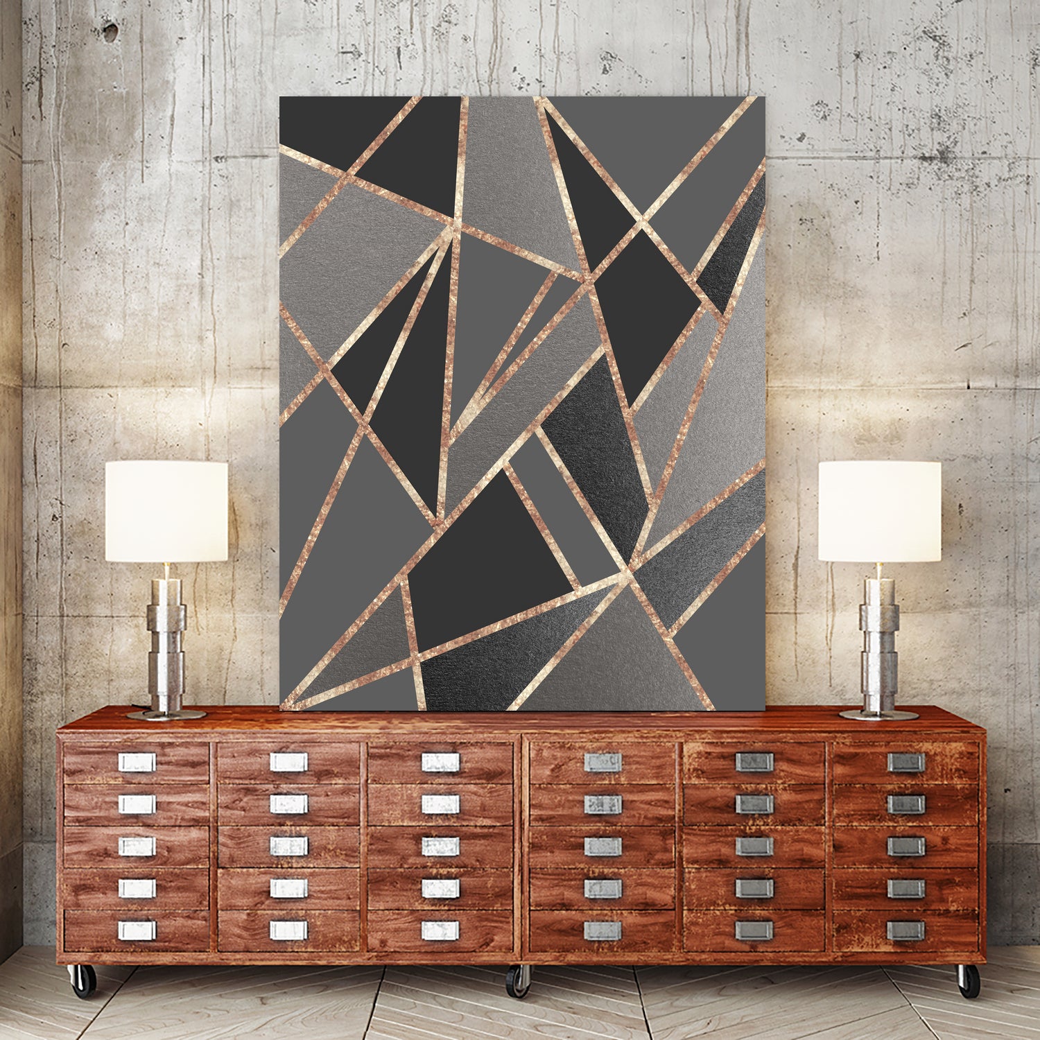 Classic Silver Gray Charcoal Rose Gold Geo #1 #geometric by Anita & Bella Jantz on GIANT ART - gray digital drawing