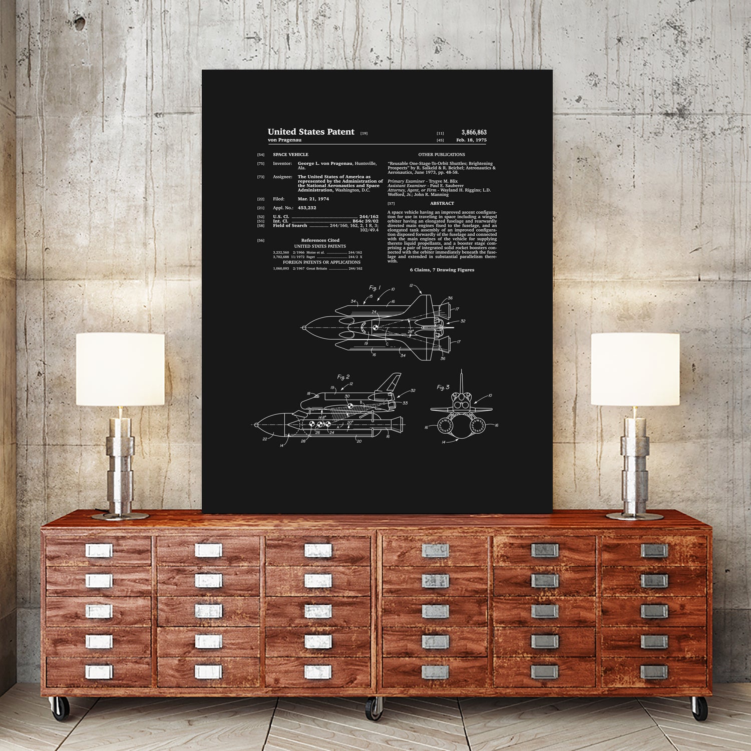 Space Shuttle Patent - Black by Finlay McNevin on GIANT ART - black typography