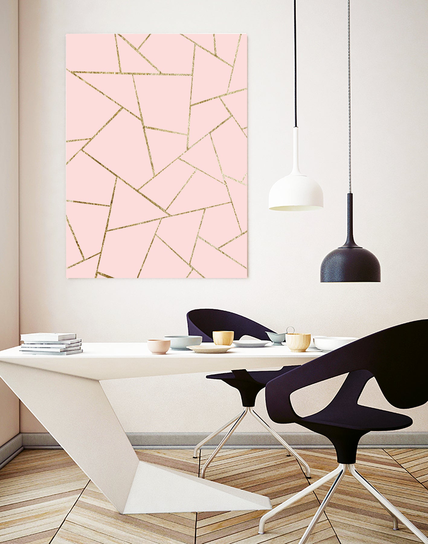 Blush Pink Gold Geometric Glam #1 #geo #decor #art by Anita & Bella Jantz on GIANT ART - pink digital drawing
