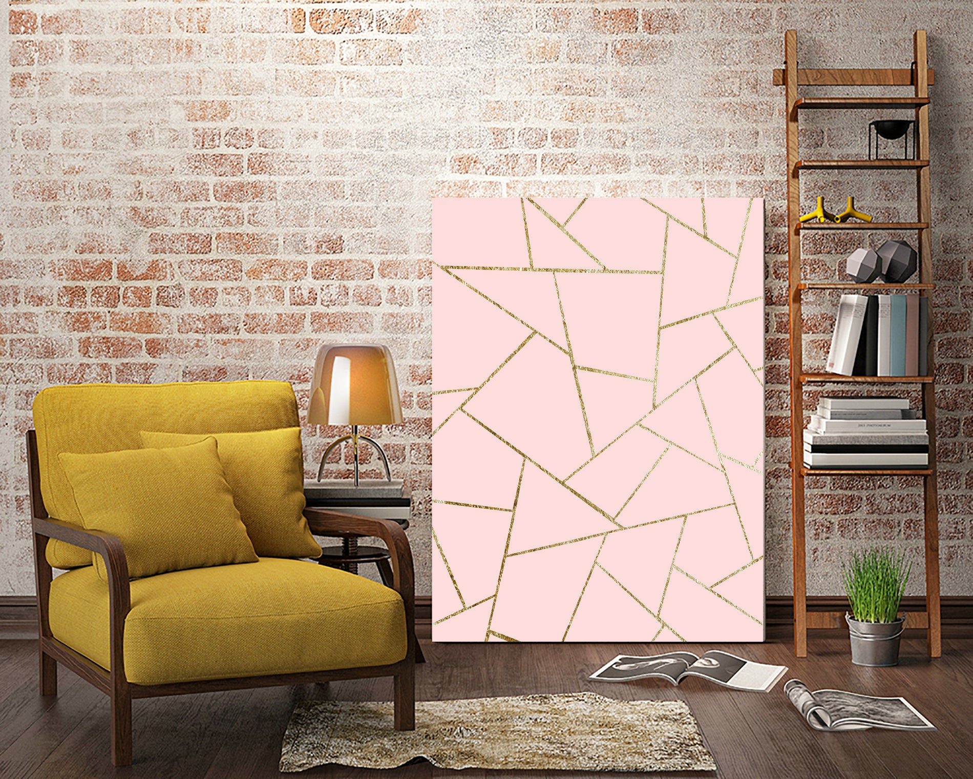 Blush Pink Gold Geometric Glam #1 #geo #decor #art by Anita & Bella Jantz on GIANT ART - pink digital drawing