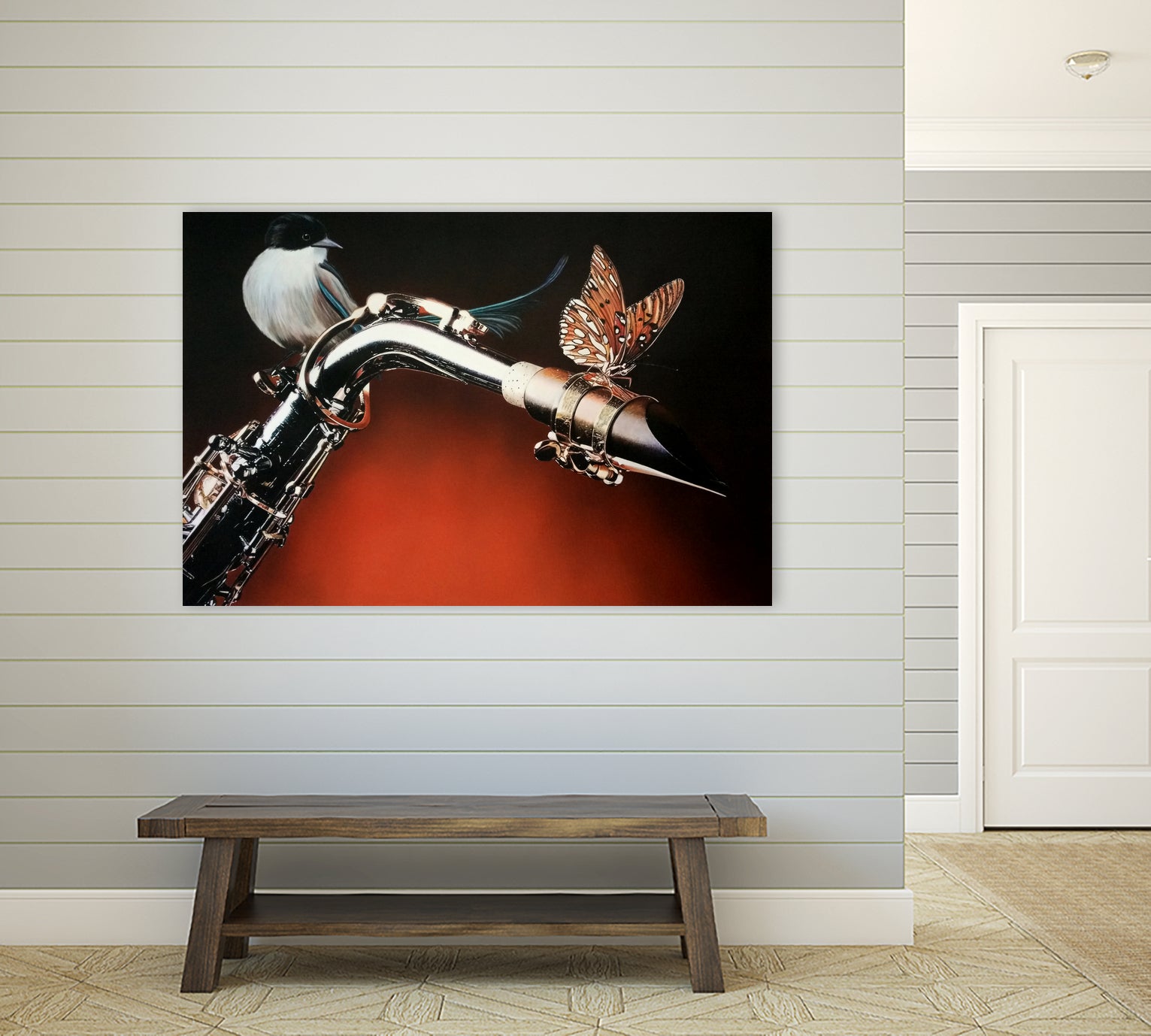 Flying Sax by João Bello on GIANT ART - red mixed media