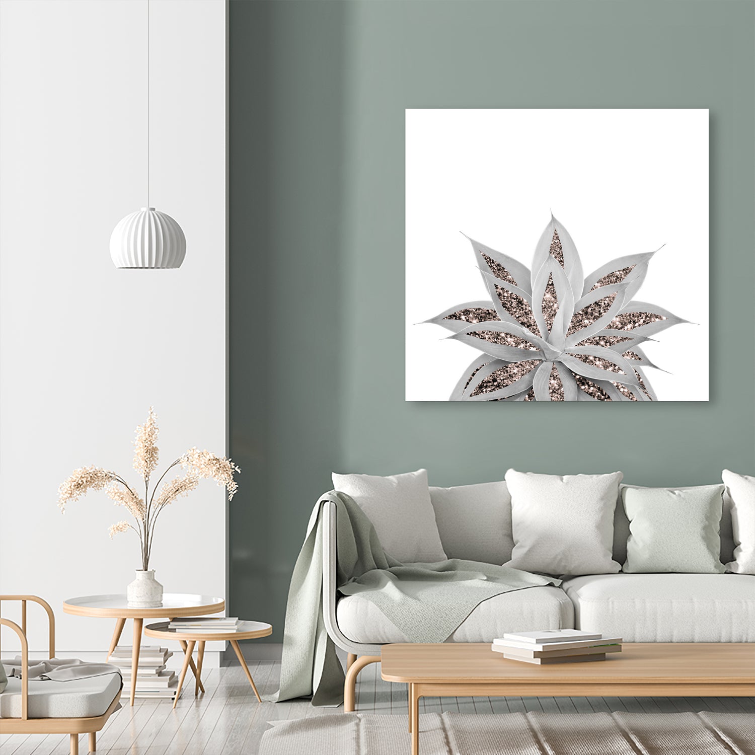 Gray Agave with Rose Gold Glitter #3 #shiny #tropical #decor by Anita & Bella Jantz on GIANT ART - gray photo illustration