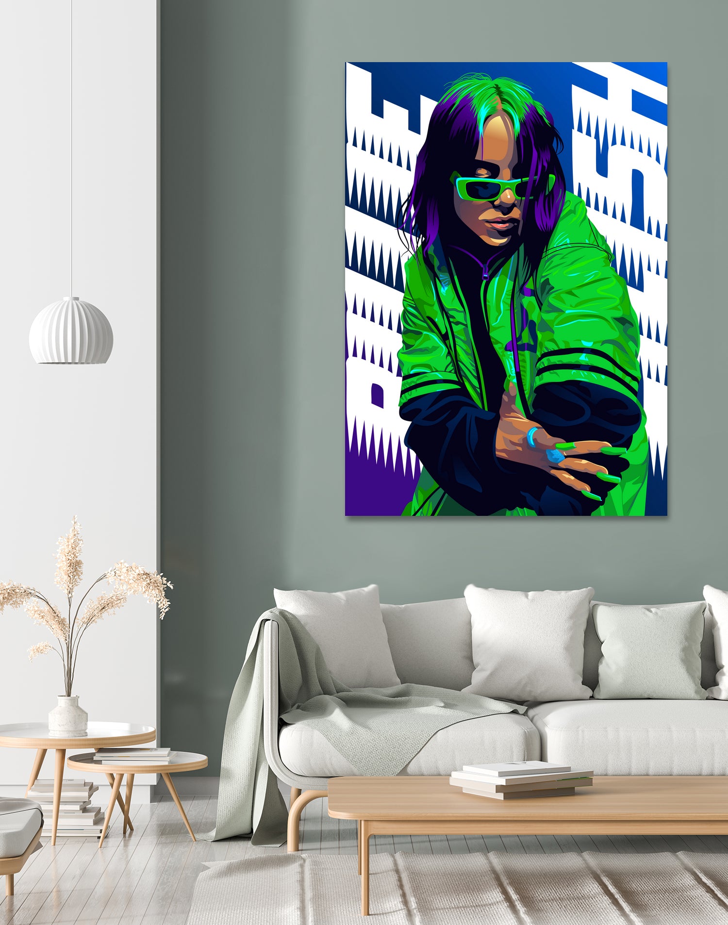 Billie Green Eilish by Laksana Ardie on GIANT ART - green digital painting