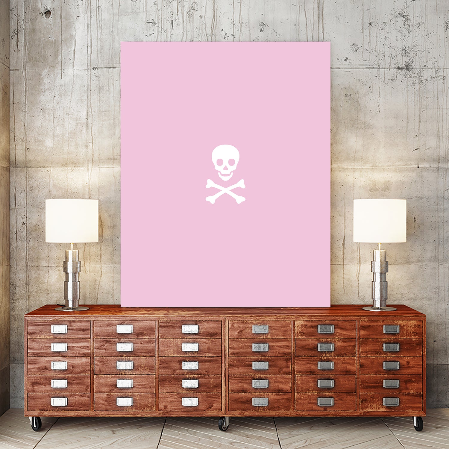 SKULL - LIGHT PINK & WHITE by Alexander Tonetti on GIANT ART - pink digital drawing
