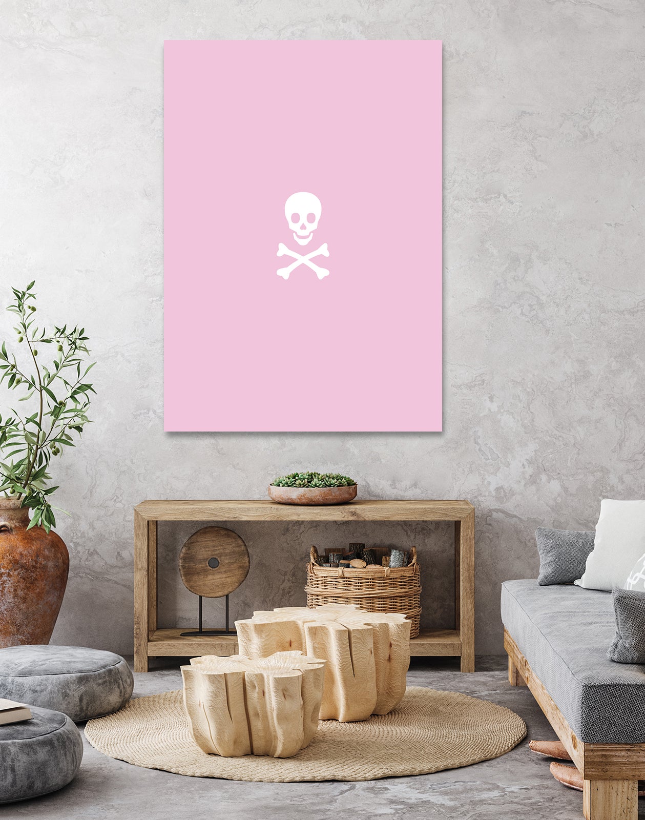 SKULL - LIGHT PINK & WHITE by Alexander Tonetti on GIANT ART - pink digital drawing