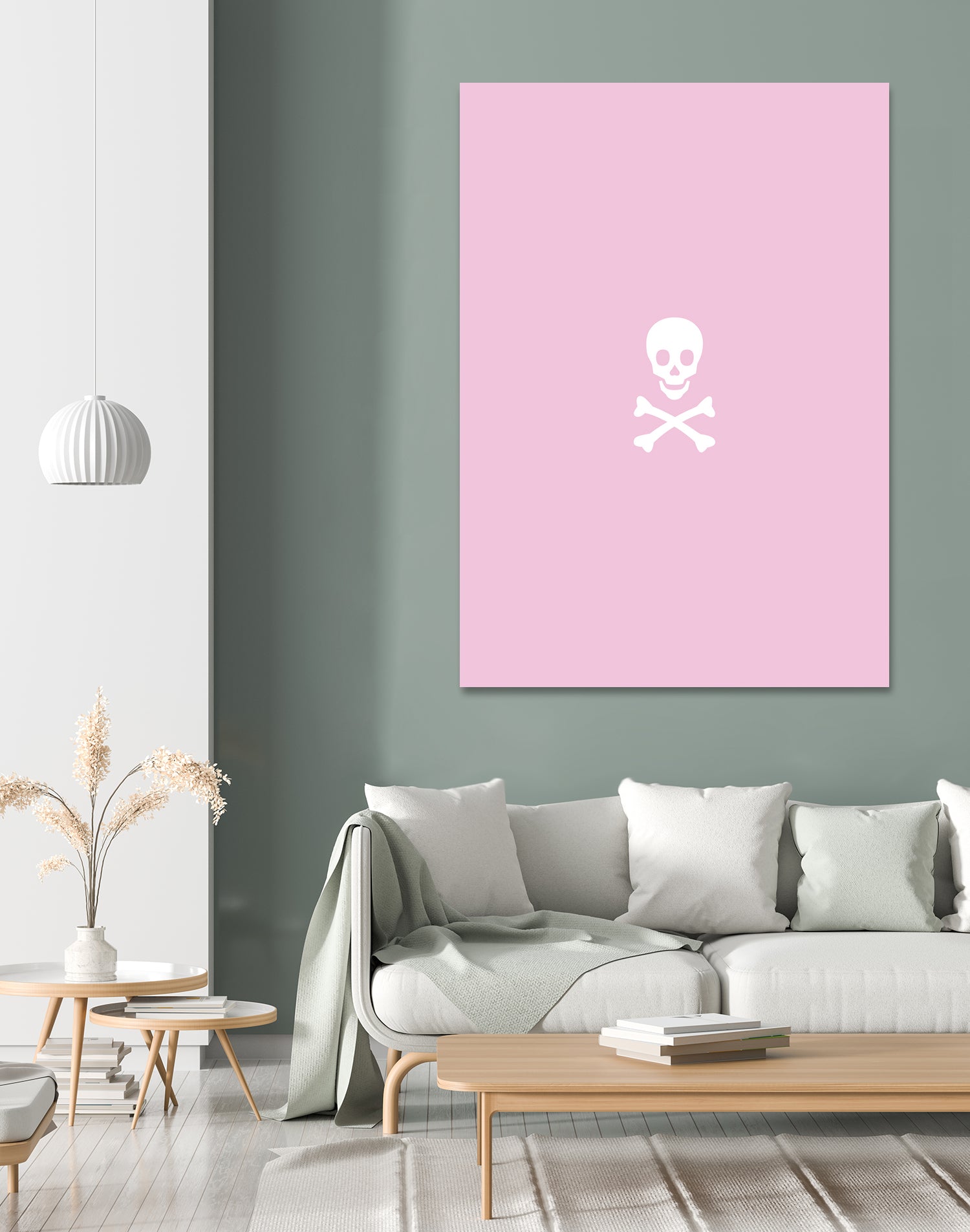 SKULL - LIGHT PINK & WHITE by Alexander Tonetti on GIANT ART - pink digital drawing