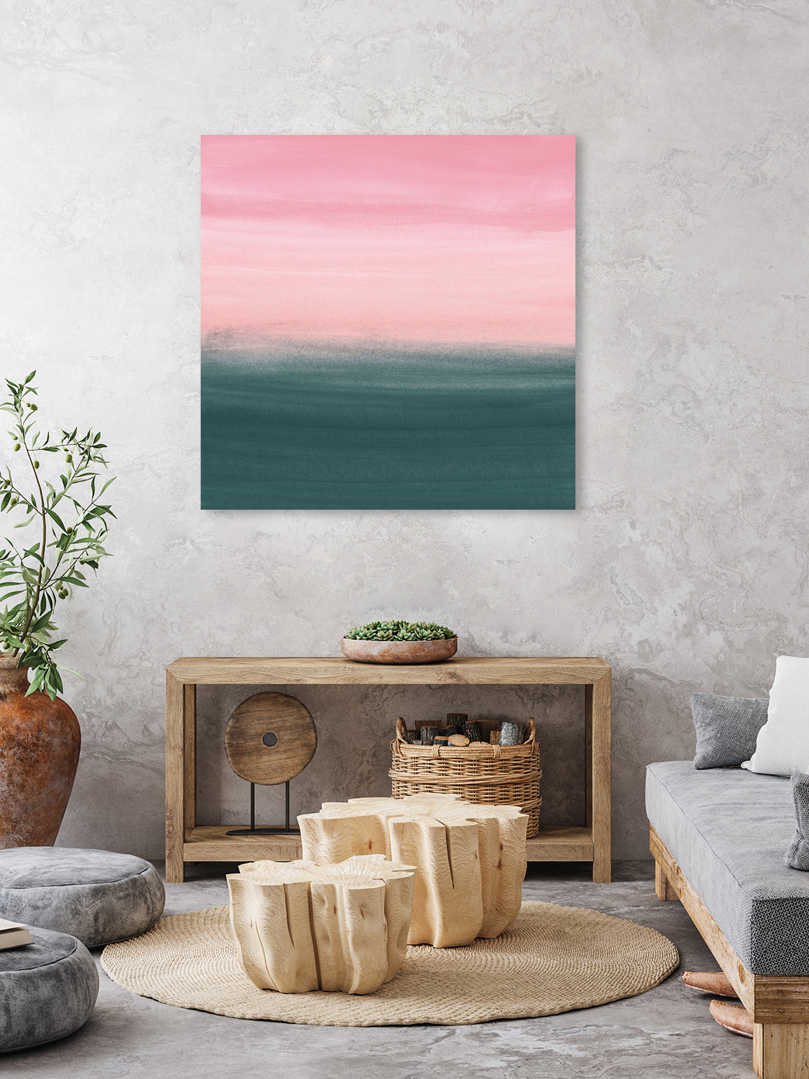 Touching Teal Pink Watercolor Abstract #1 #painting by Anita & Bella Jantz on GIANT ART - pink digital painting