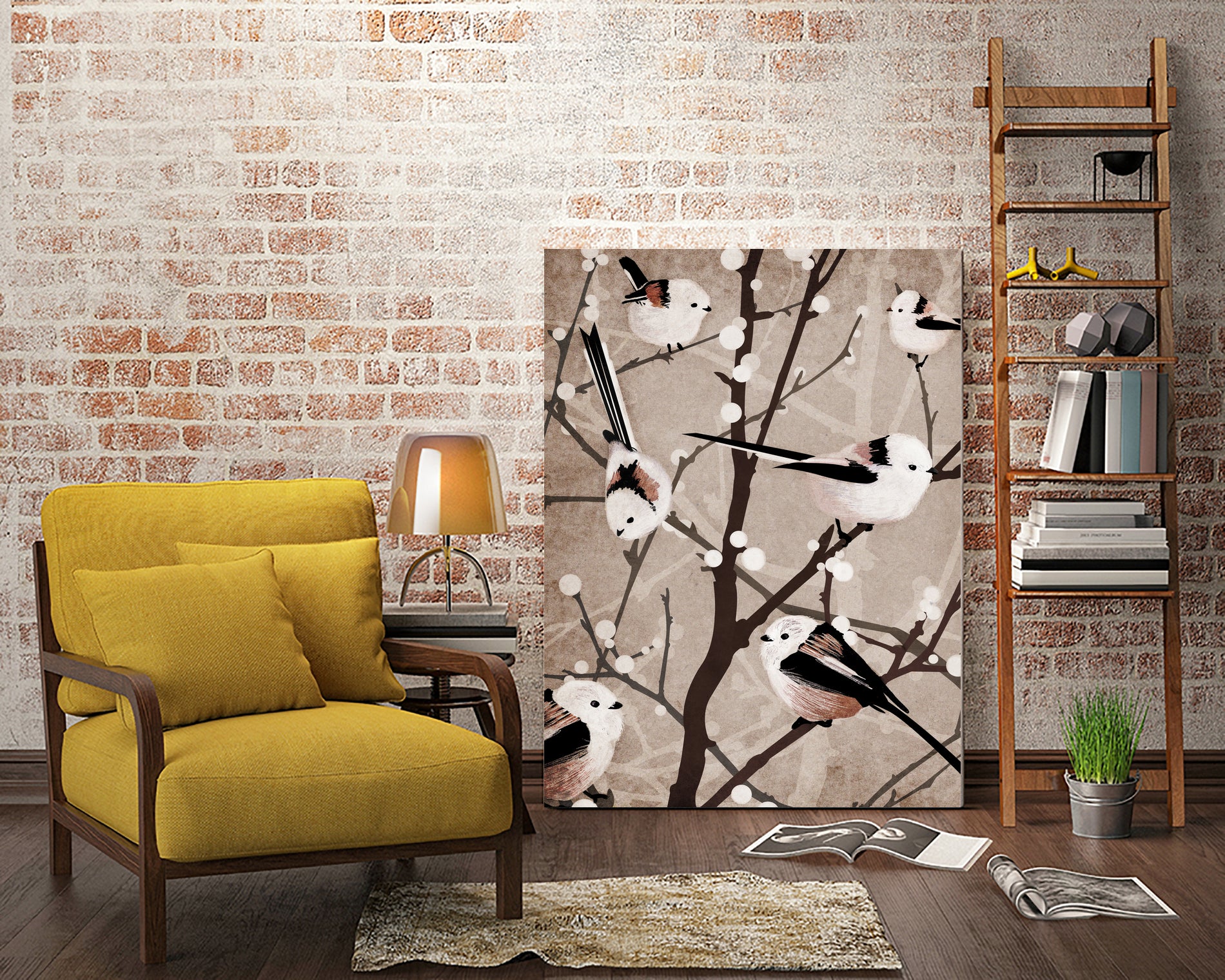 long tailed tits by Katherine Blower on GIANT ART - brown digital painting