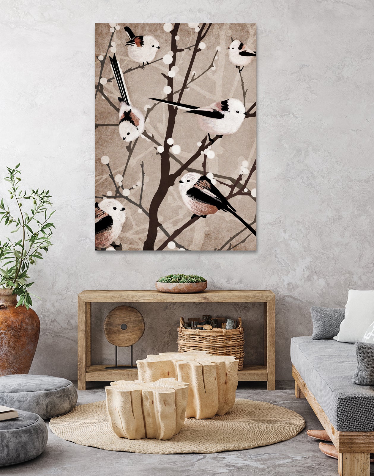 long tailed tits by Katherine Blower on GIANT ART - brown digital painting