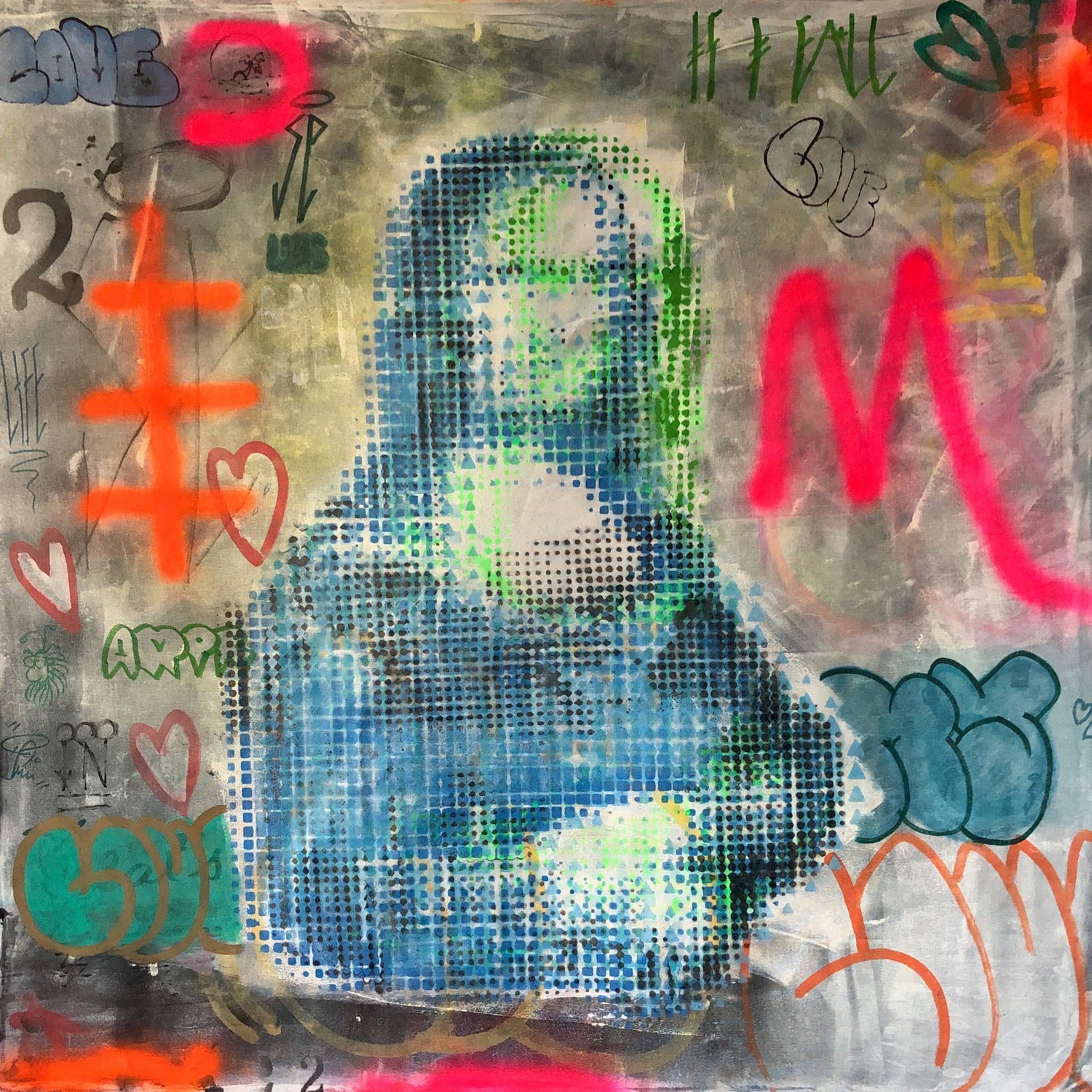 Monalisa graffiti by TULIO ALMEIDA on GIANT ART - gray mixed media