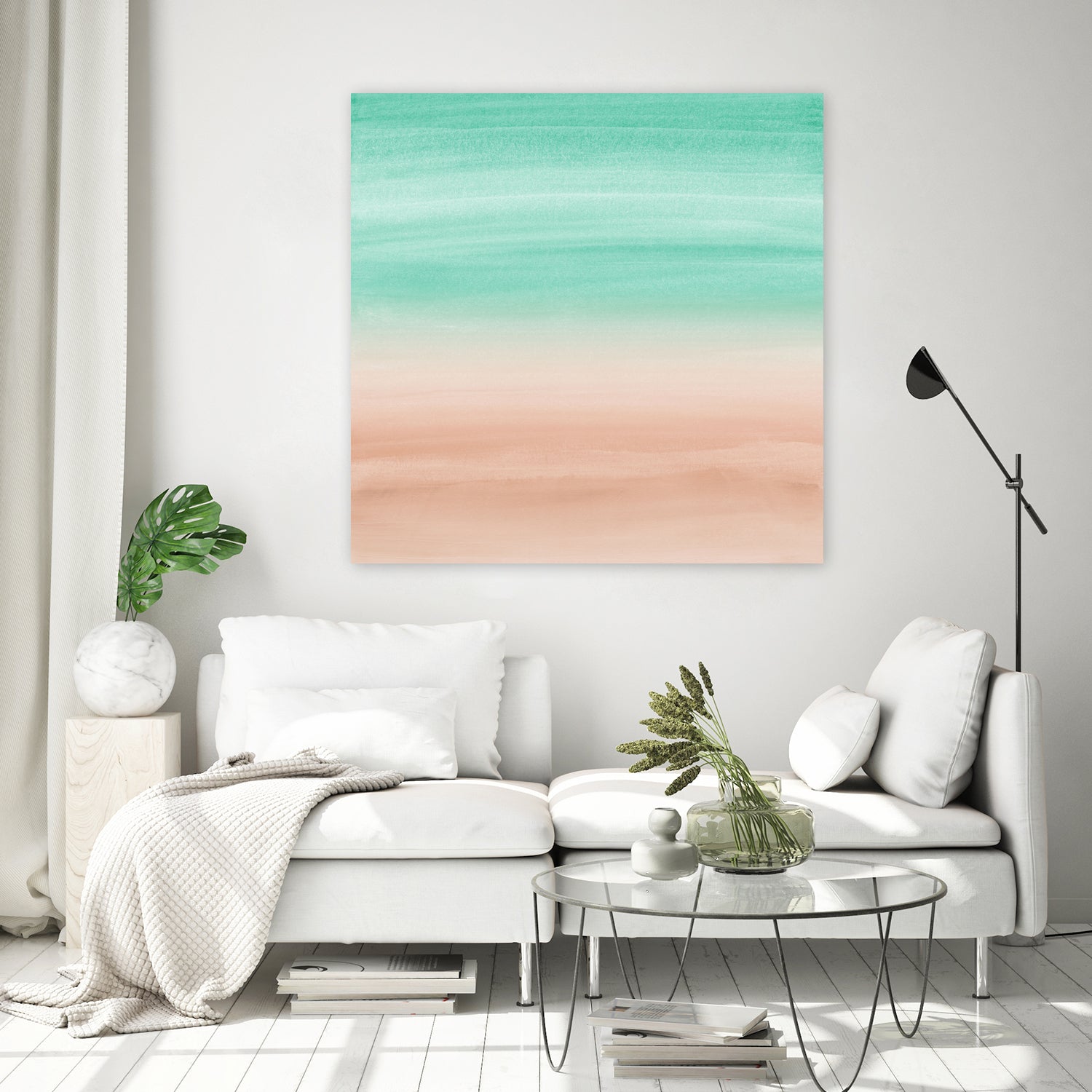 Touching Soft Emerald Beige Watercolor Abstract #1 #painting by Anita & Bella Jantz on GIANT ART - green digital painting