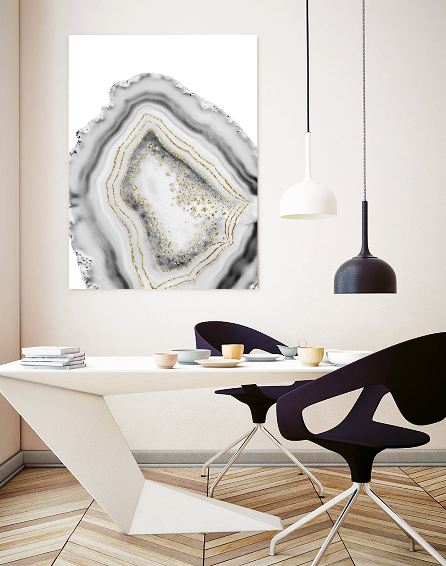 White Agate Gold Foil Glam #1 #gem #decor #art by Anita & Bella Jantz on GIANT ART - gray photo illustration