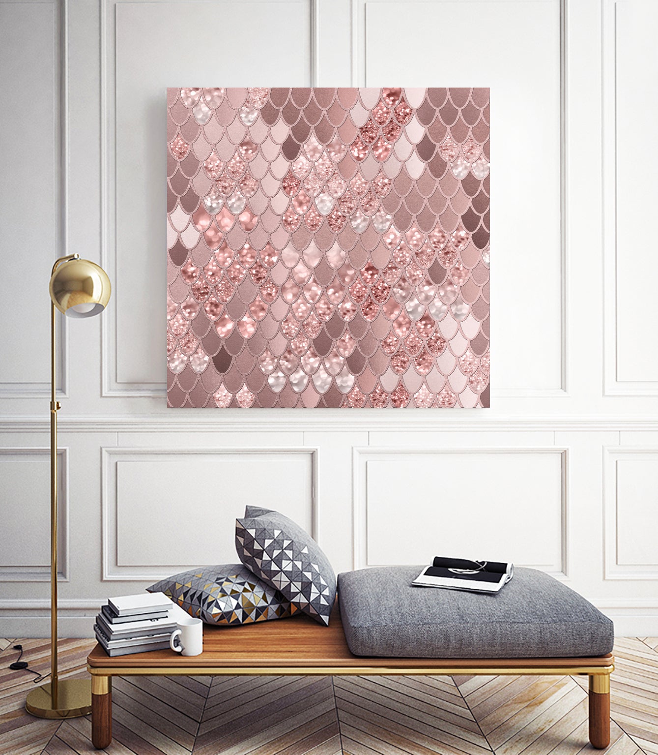 Mermaid Glitter Scales #8 (Faux Glitter) #shiny #decor #art by Anita & Bella Jantz on GIANT ART - pink digital painting