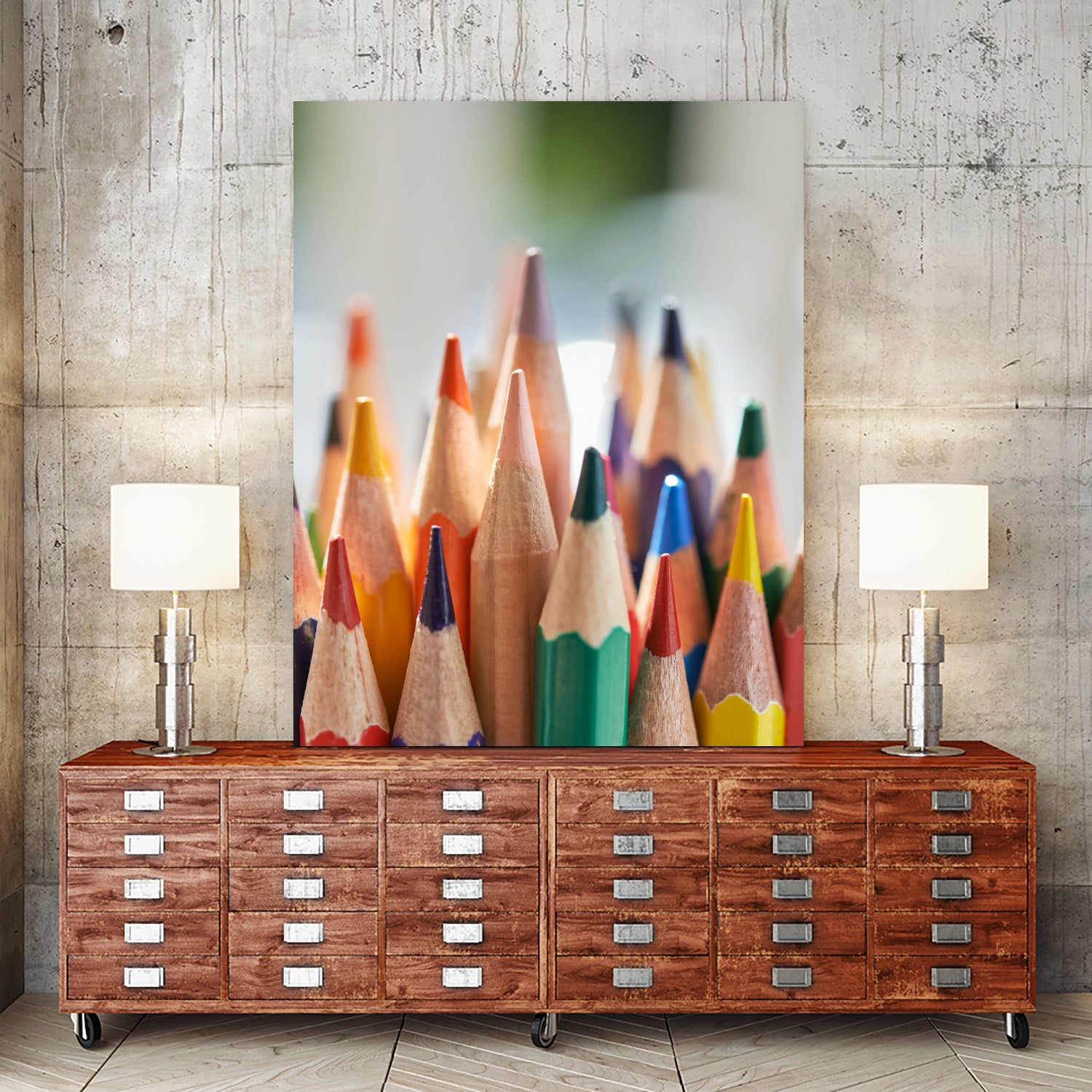 Close-up view of bunch of the colored pencil by Studio OMG on GIANT ART - yellow photo illustration