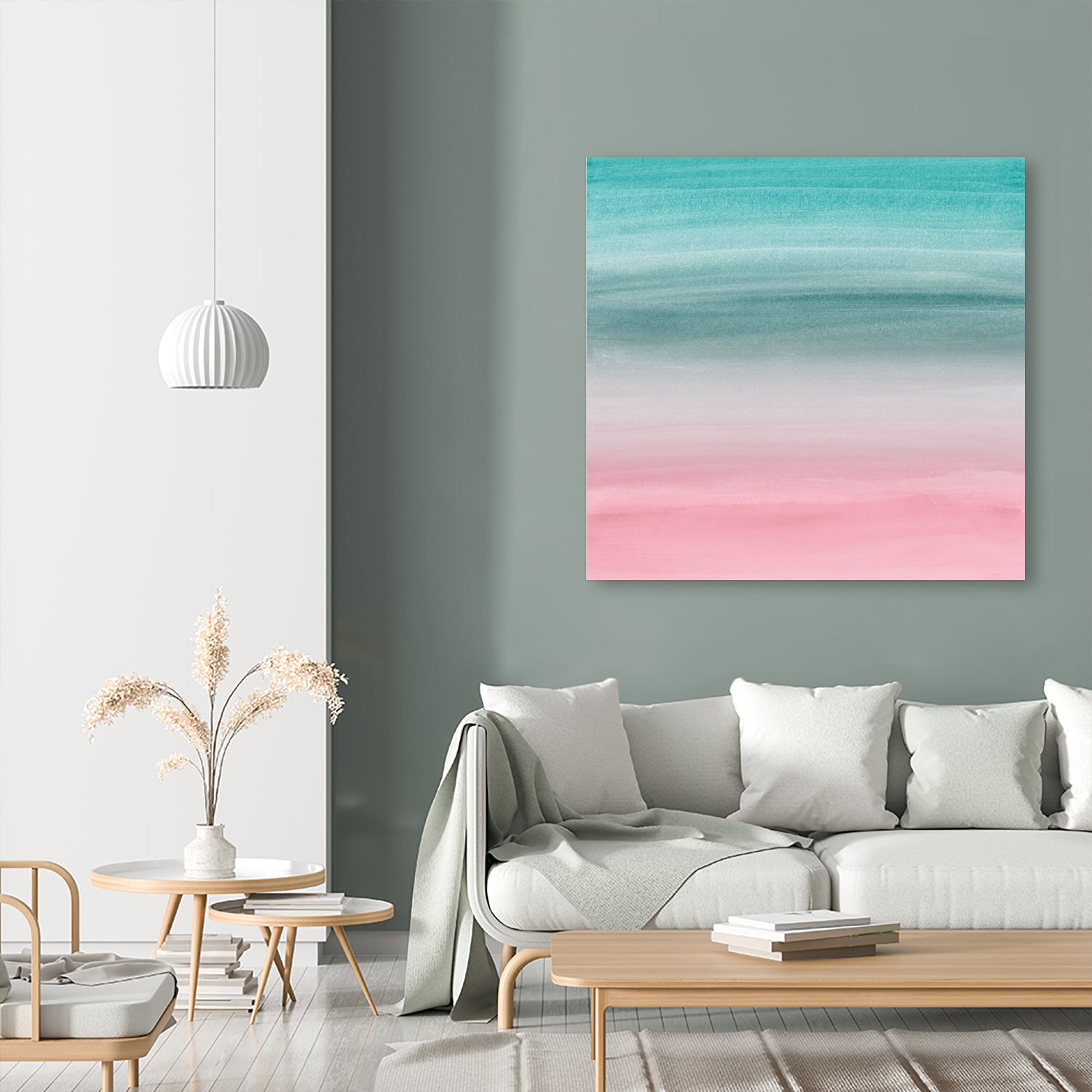 Touching Pink Teal Turquoise Watercolor Abstract #1 by Anita & Bella Jantz on GIANT ART - green digital painting