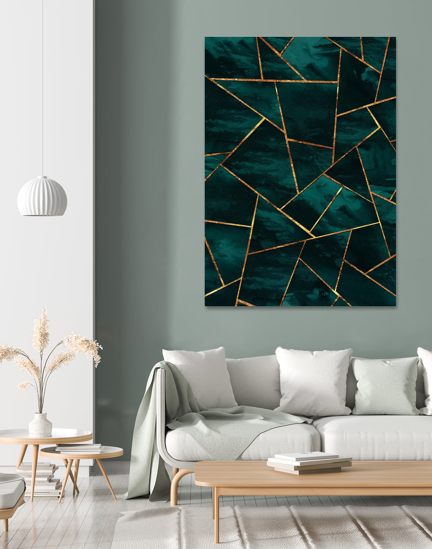 Dark Teal Ink Copper Gold Geometric Glam #1 #geo #decor #art by Anita & Bella Jantz on GIANT ART - green digital painting