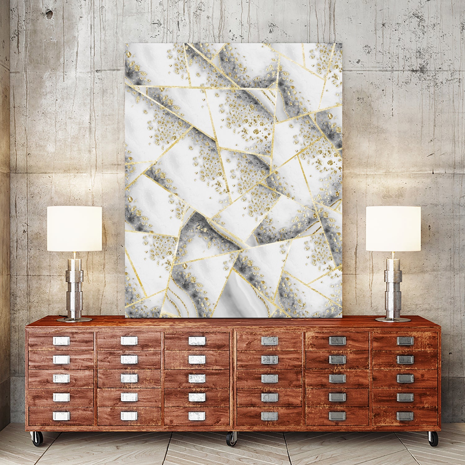 White Agate Gold Geometric Glam #1 #geo #gem #decor #art by Anita & Bella Jantz on GIANT ART - gray vector illustration