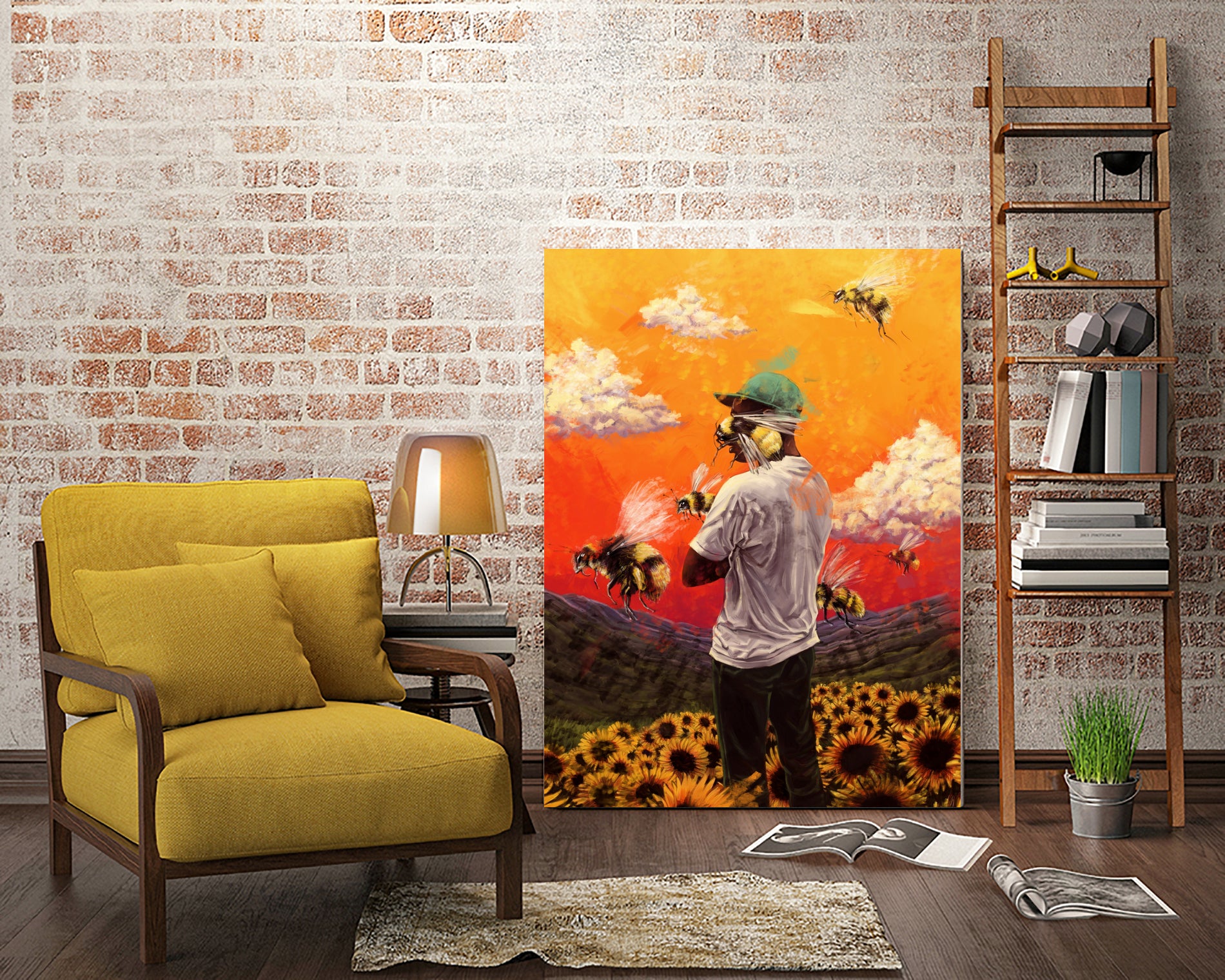 Tyler The Creator Flower Boy by Dmitry Belov on GIANT ART - orange digital painting