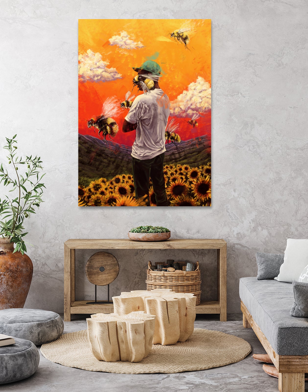 Tyler The Creator Flower Boy by Dmitry Belov on GIANT ART - orange digital painting