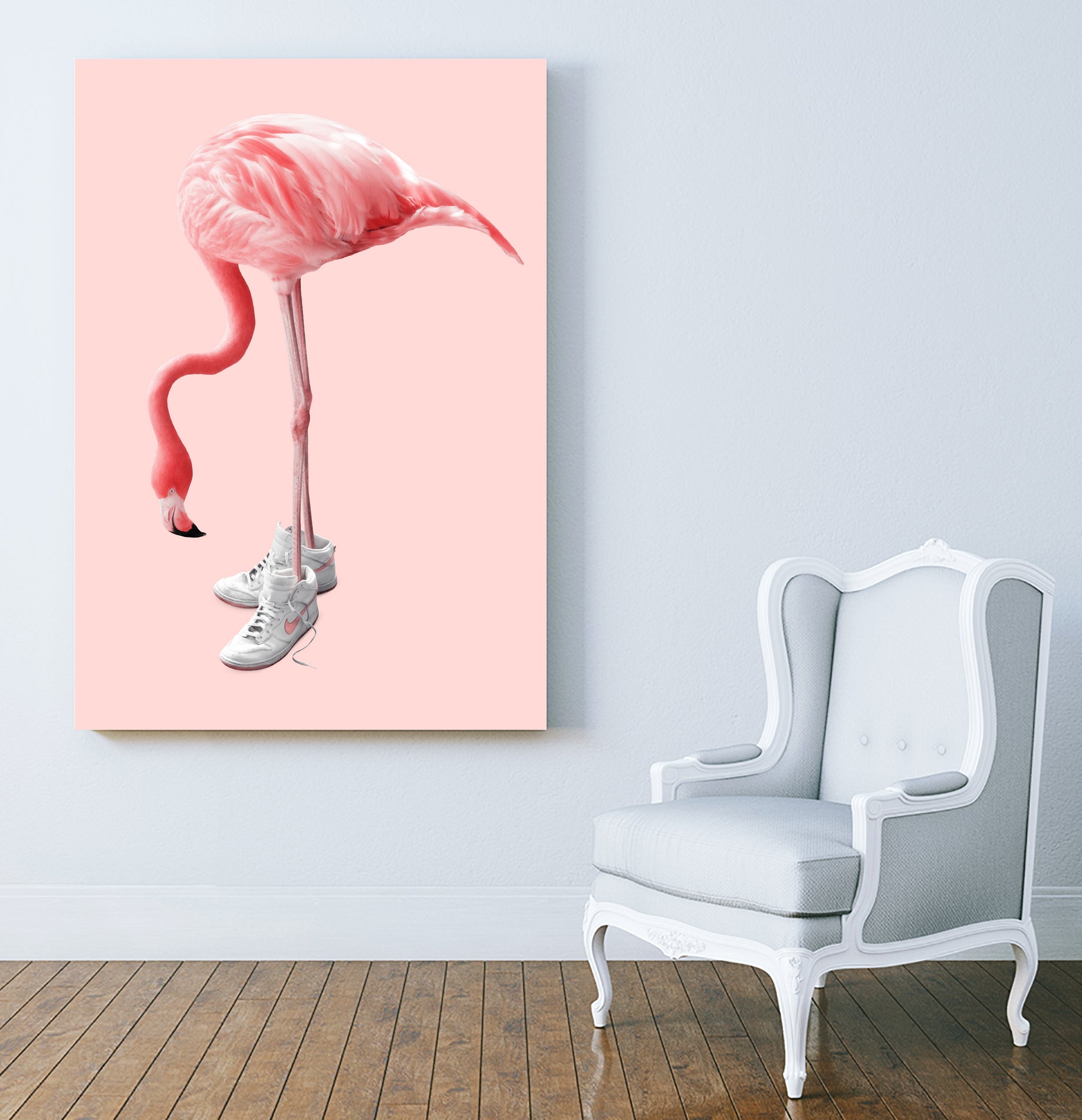 SNEAKER FLAMINGO by Jonas Loose on GIANT ART - pink photo manipulation