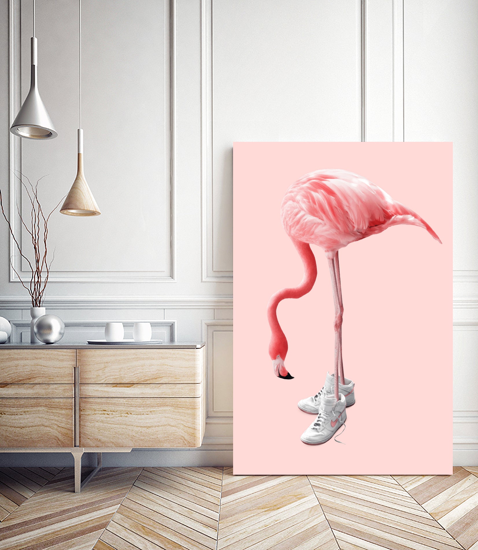 SNEAKER FLAMINGO by Jonas Loose on GIANT ART - pink photo manipulation