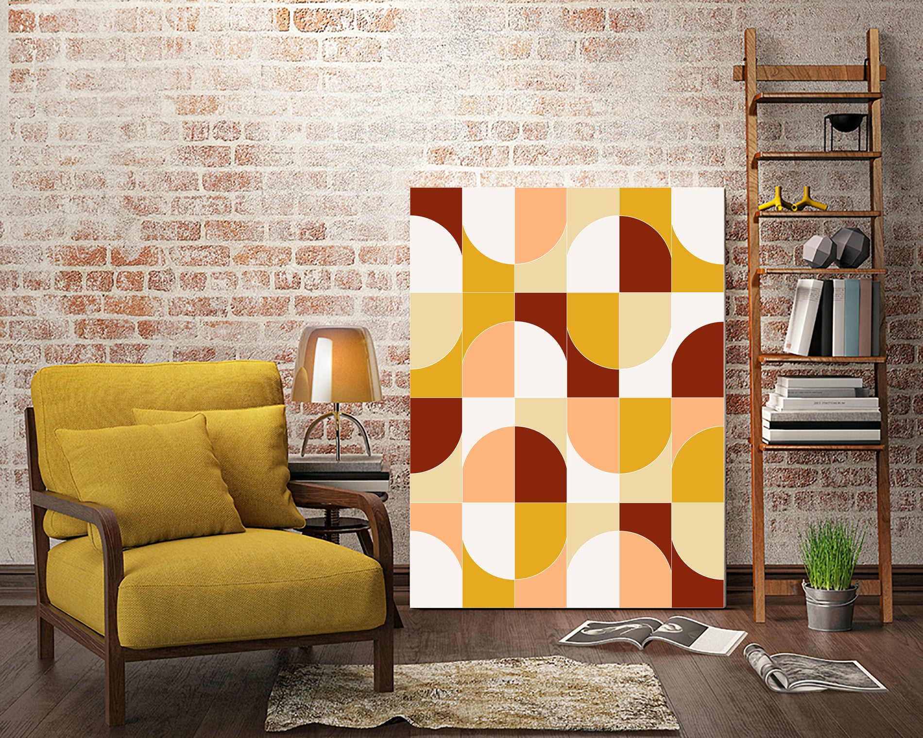 Bold Geo Tiles 03 by Daniela di Niro on GIANT ART - yellow vector illustration