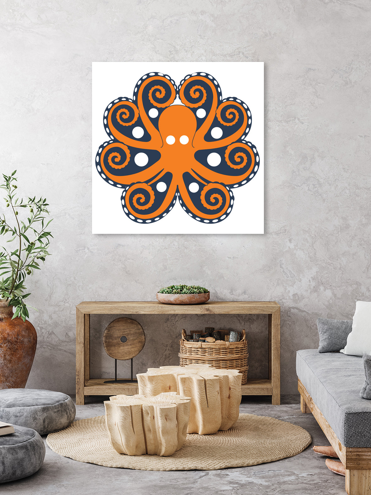 AMALFI OCTOPUS by Thomas Fernez on GIANT ART - orange digital drawing