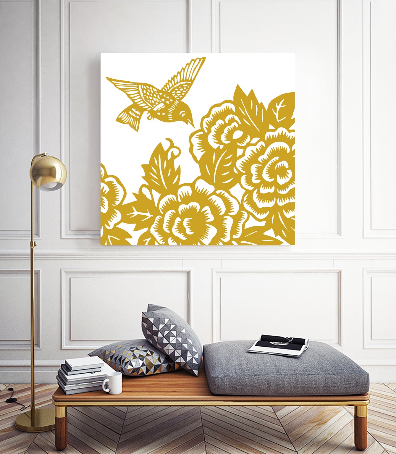 HUMMINGBIRD GOLD by Thomas Fernez on GIANT ART - yellow digital painting