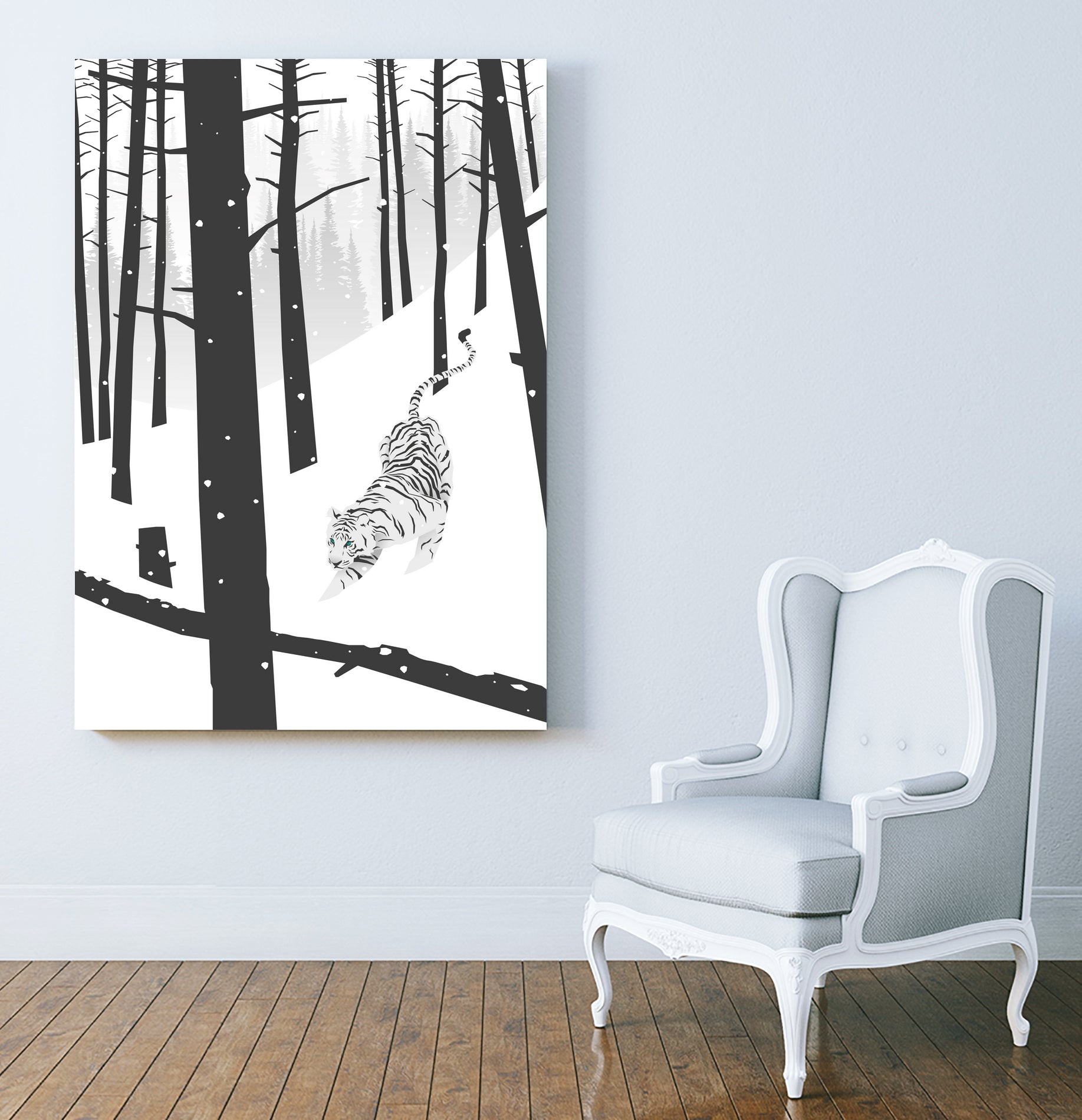 White tiger by Roland Bánrévi on GIANT ART - white vector illustration