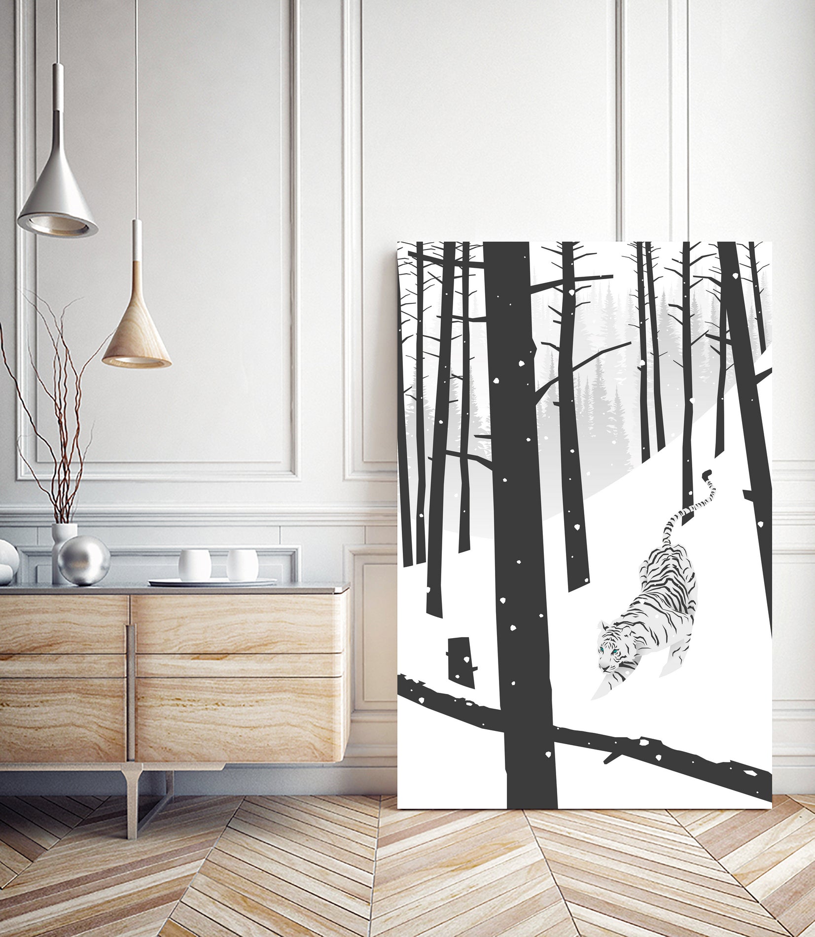 White tiger by Roland Bánrévi on GIANT ART - white vector illustration