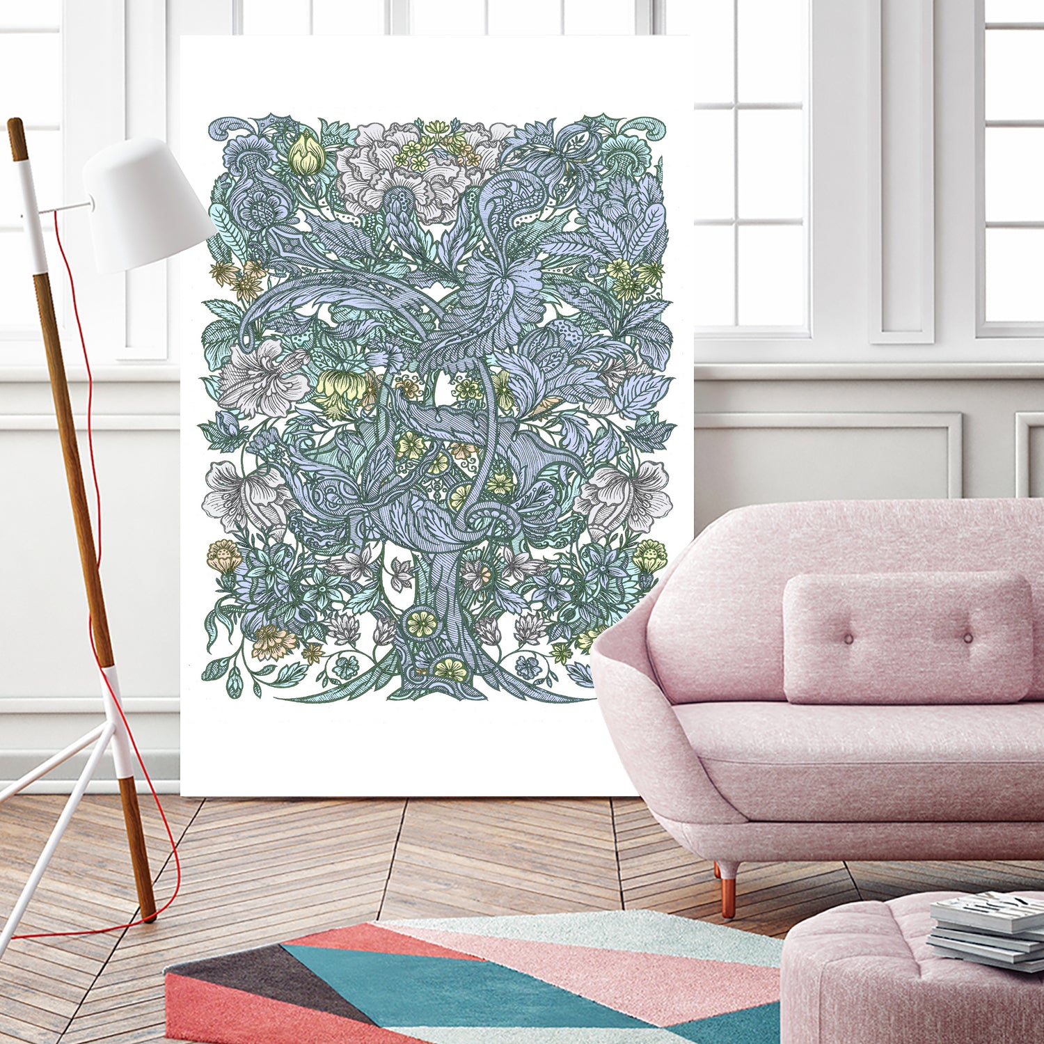 Floral delight by anne corr on GIANT ART - blue digital painting