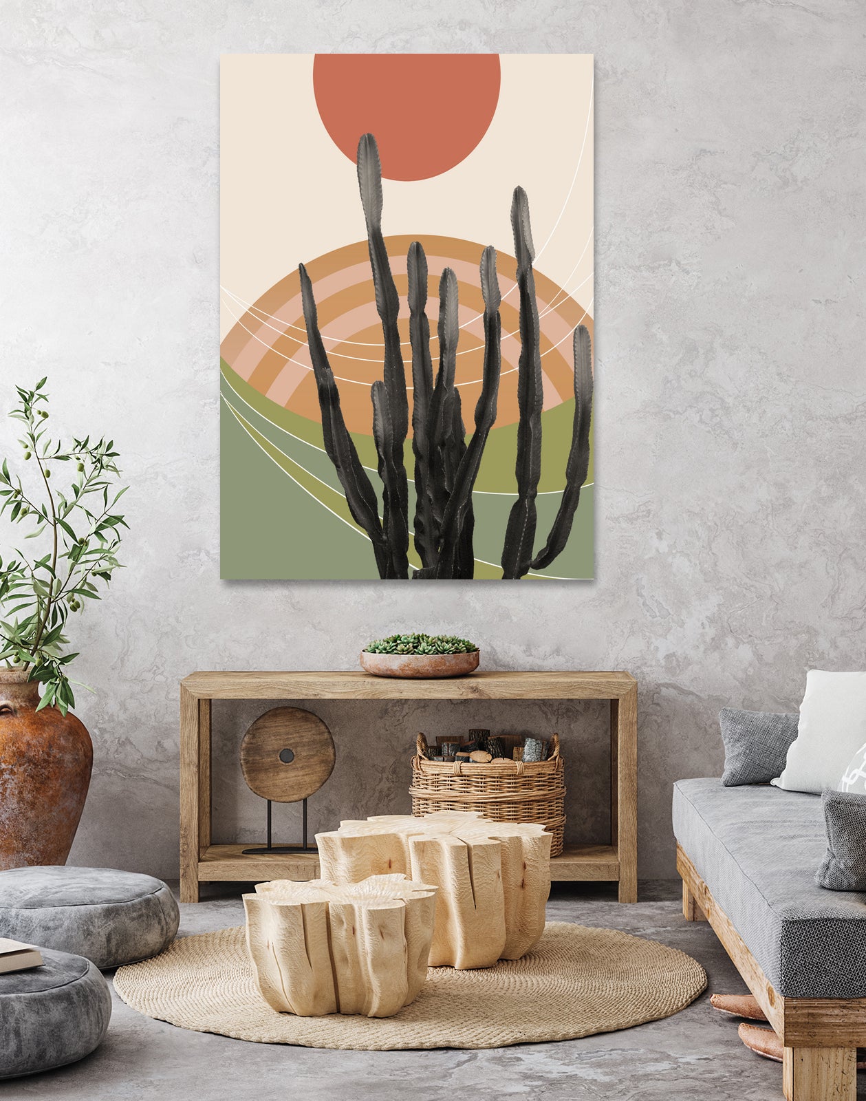 Cactus in the Desert #3 #tropical #wall #art by Anita & Bella Jantz on GIANT ART - orange digital drawing
