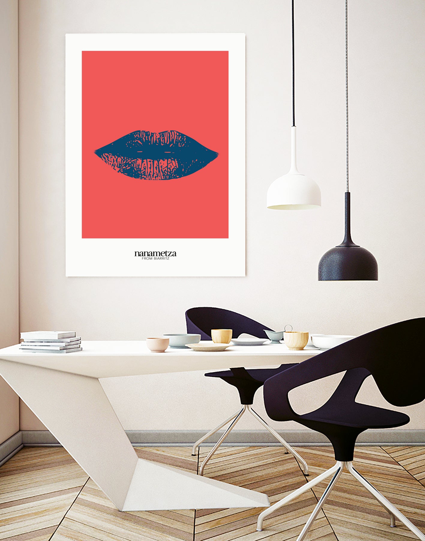 Bleu lips by Nanametza Biarritz on GIANT ART - pink digital drawing