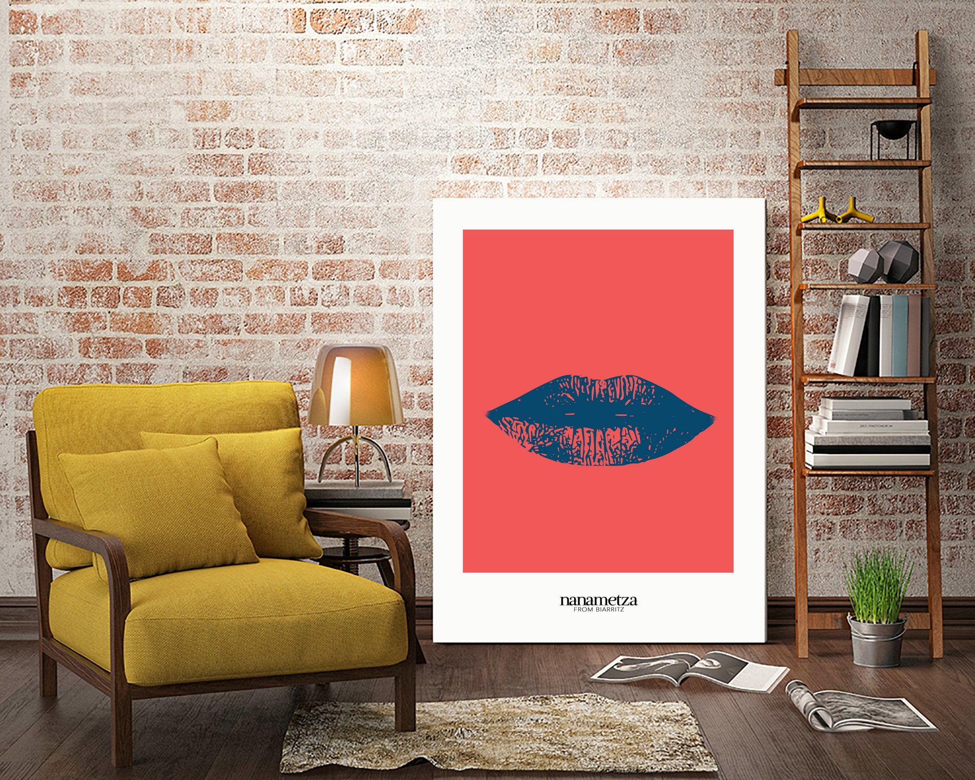 Bleu lips by Nanametza Biarritz on GIANT ART - pink digital drawing
