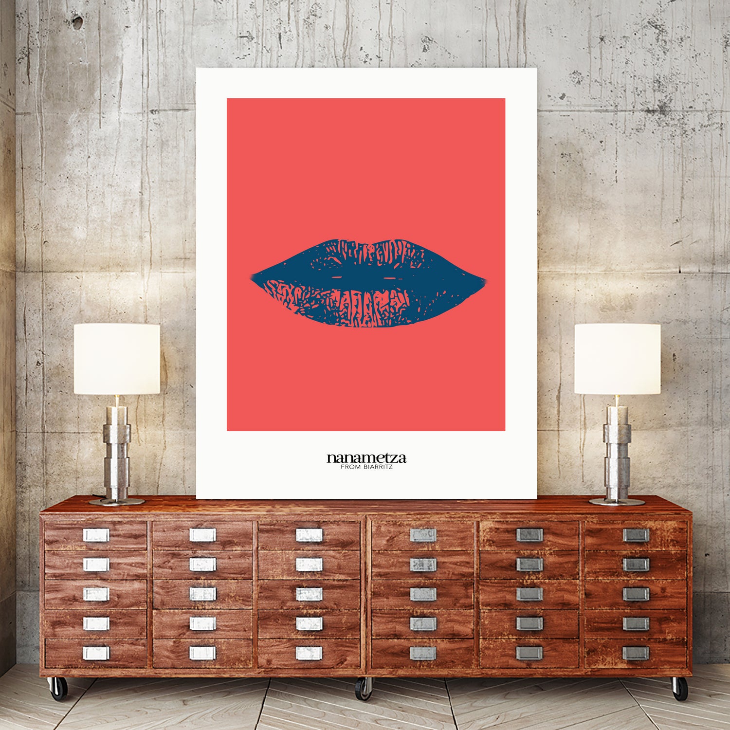 Bleu lips by Nanametza Biarritz on GIANT ART - pink digital drawing