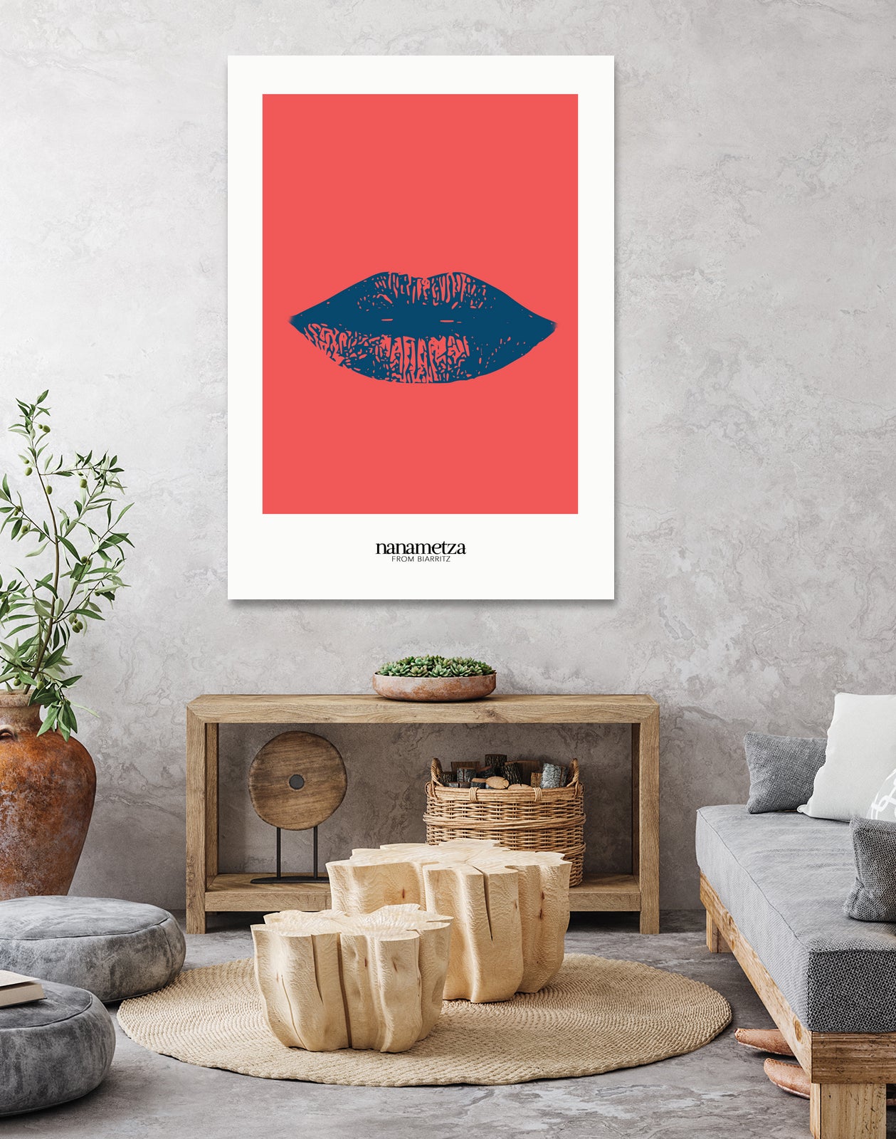 Bleu lips by Nanametza Biarritz on GIANT ART - pink digital drawing